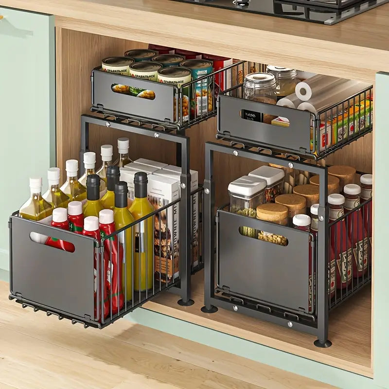 2-Tier Sliding Cabinet Organizer