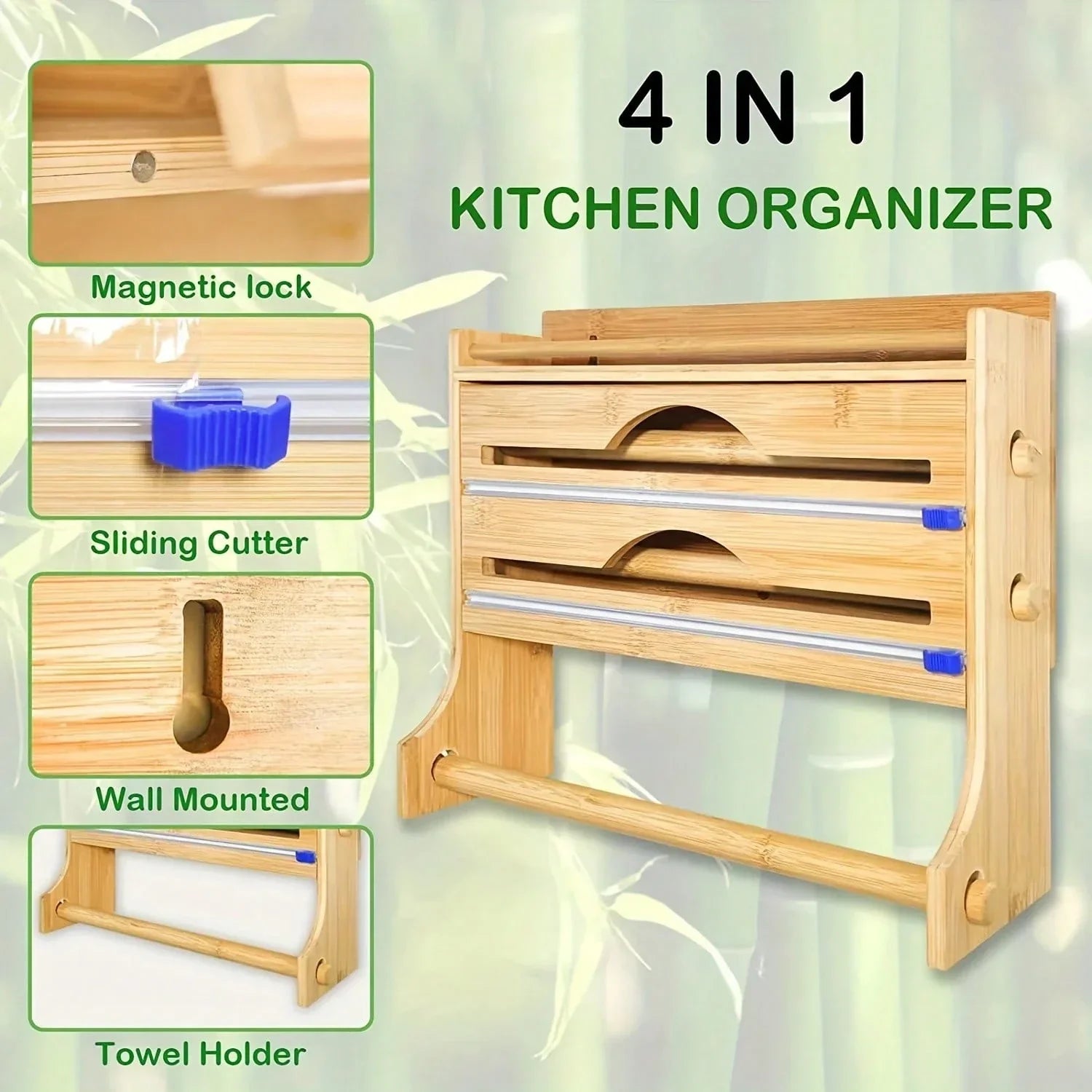 4-in-1 Bamboo Kitchen Organizer