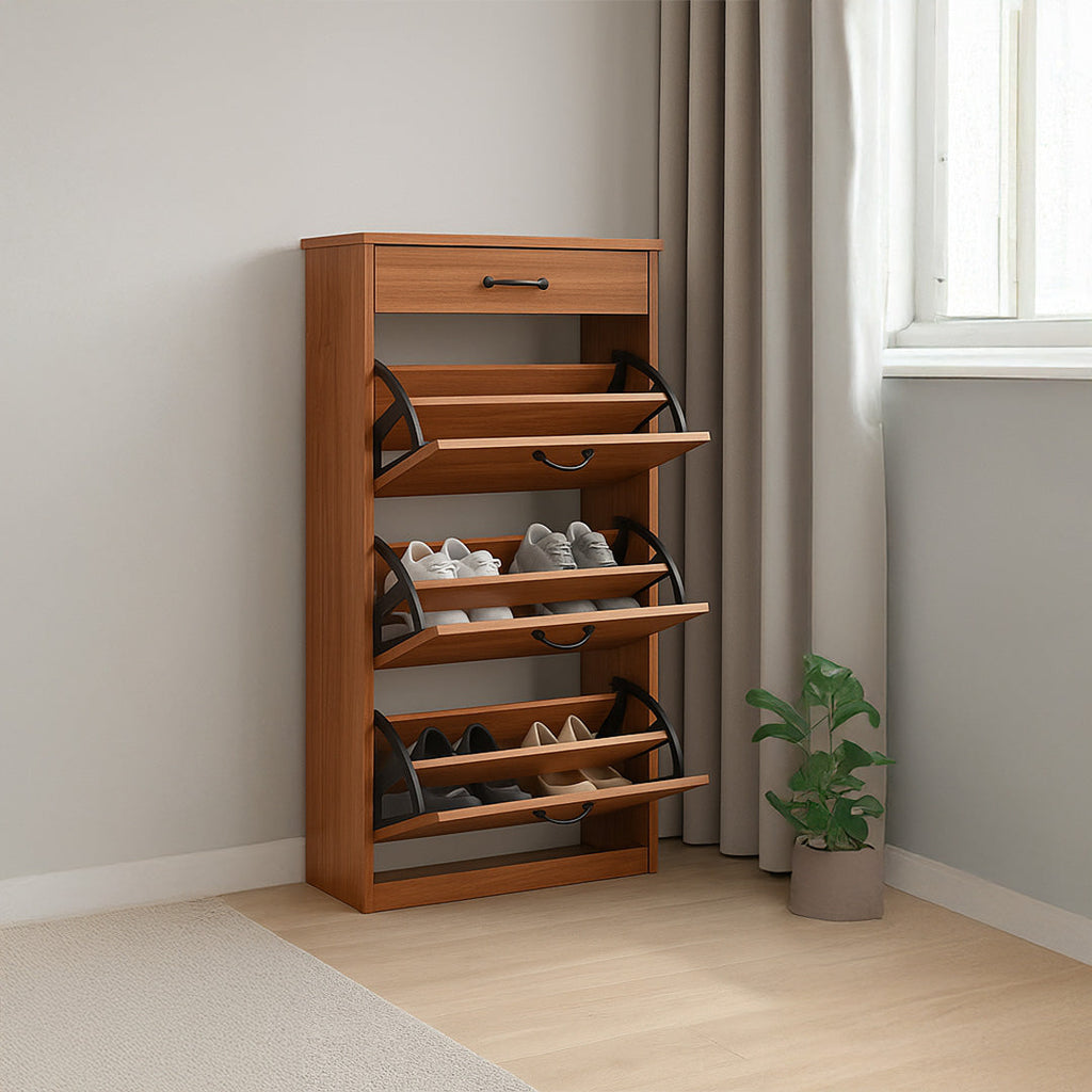 Modern Triple Drop-Down Shoe Cabinet