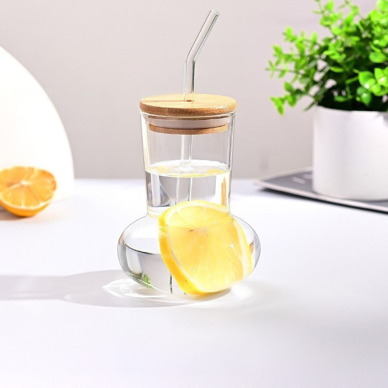 Glass Tumbler with Bamboo Lid and Straw