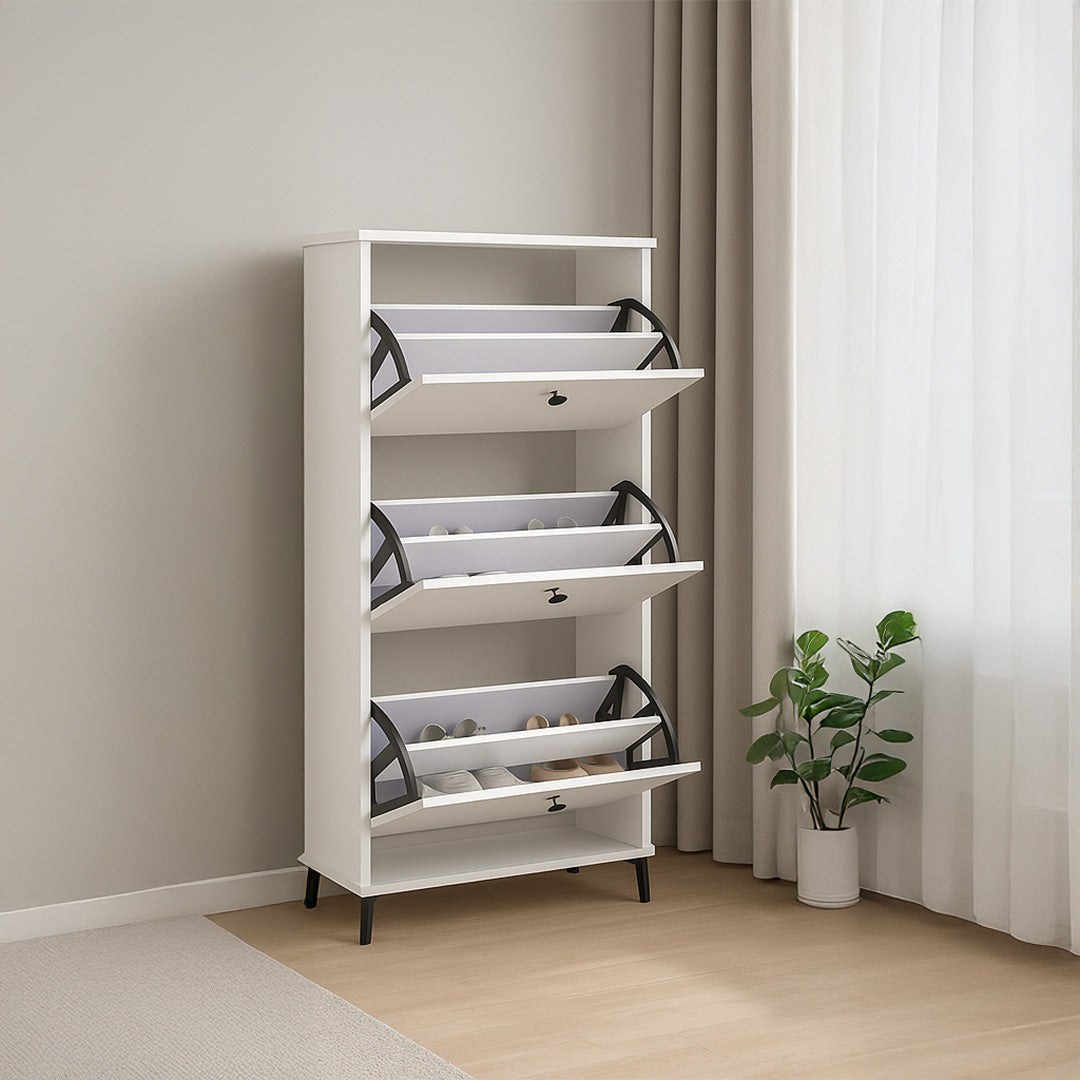 Modern Triple Drop-Down Shoe Cabinet