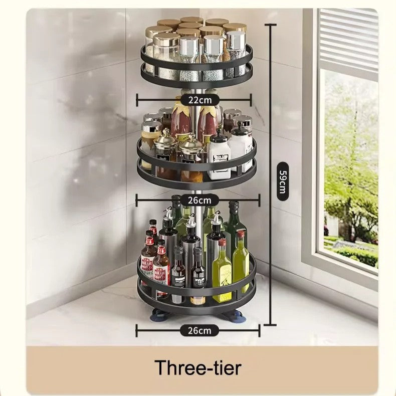 360-Degree Rotating Multi-Tier Spice Rack Organizer