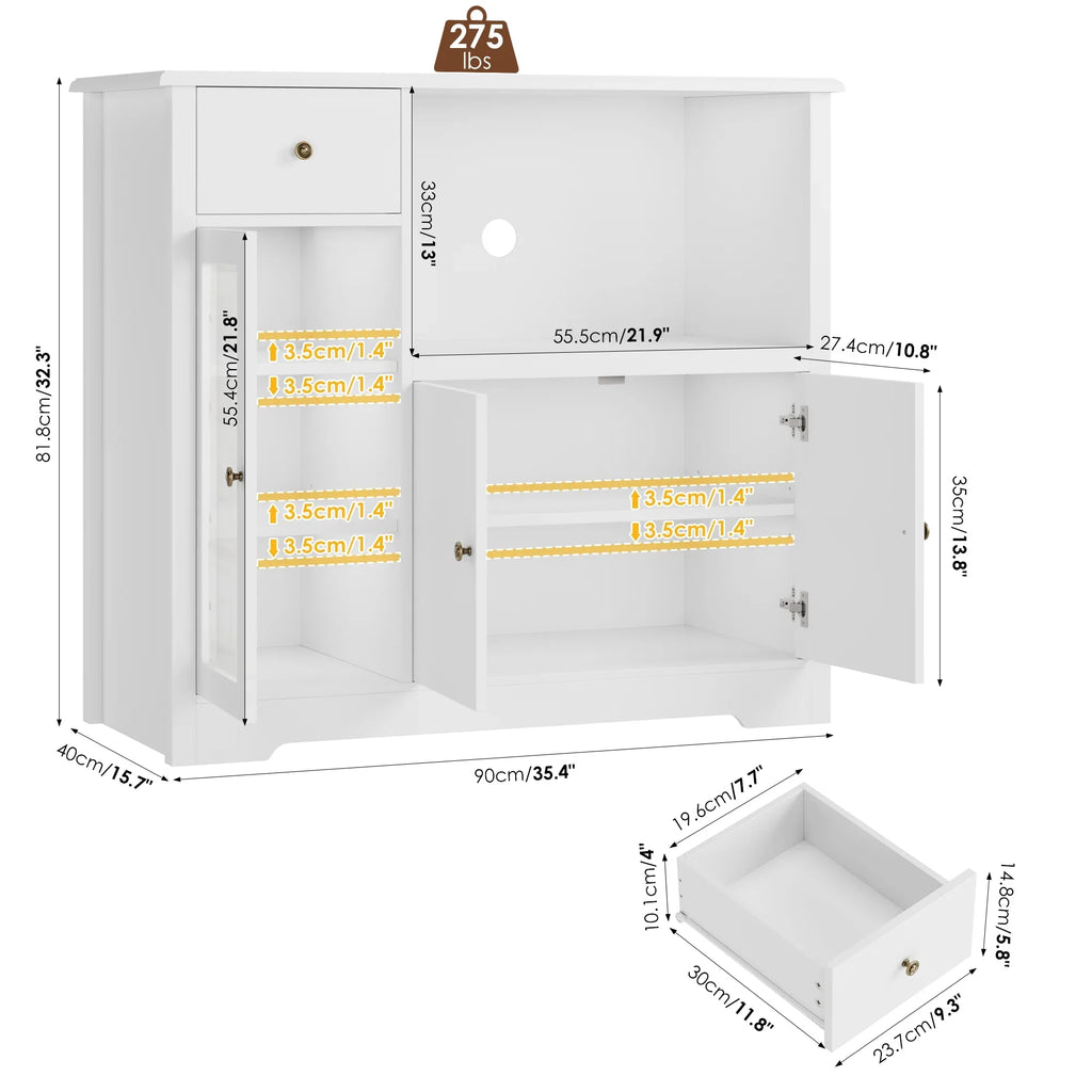 Microwave Cabinet with Hutch