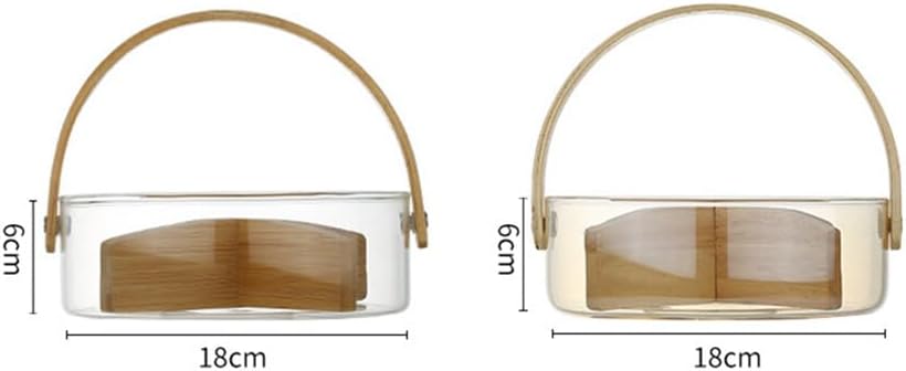 Bamboo Clear Glass Serving Tray with Handles