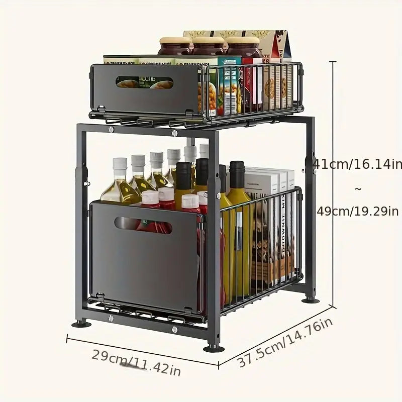 2-Tier Sliding Cabinet Organizer