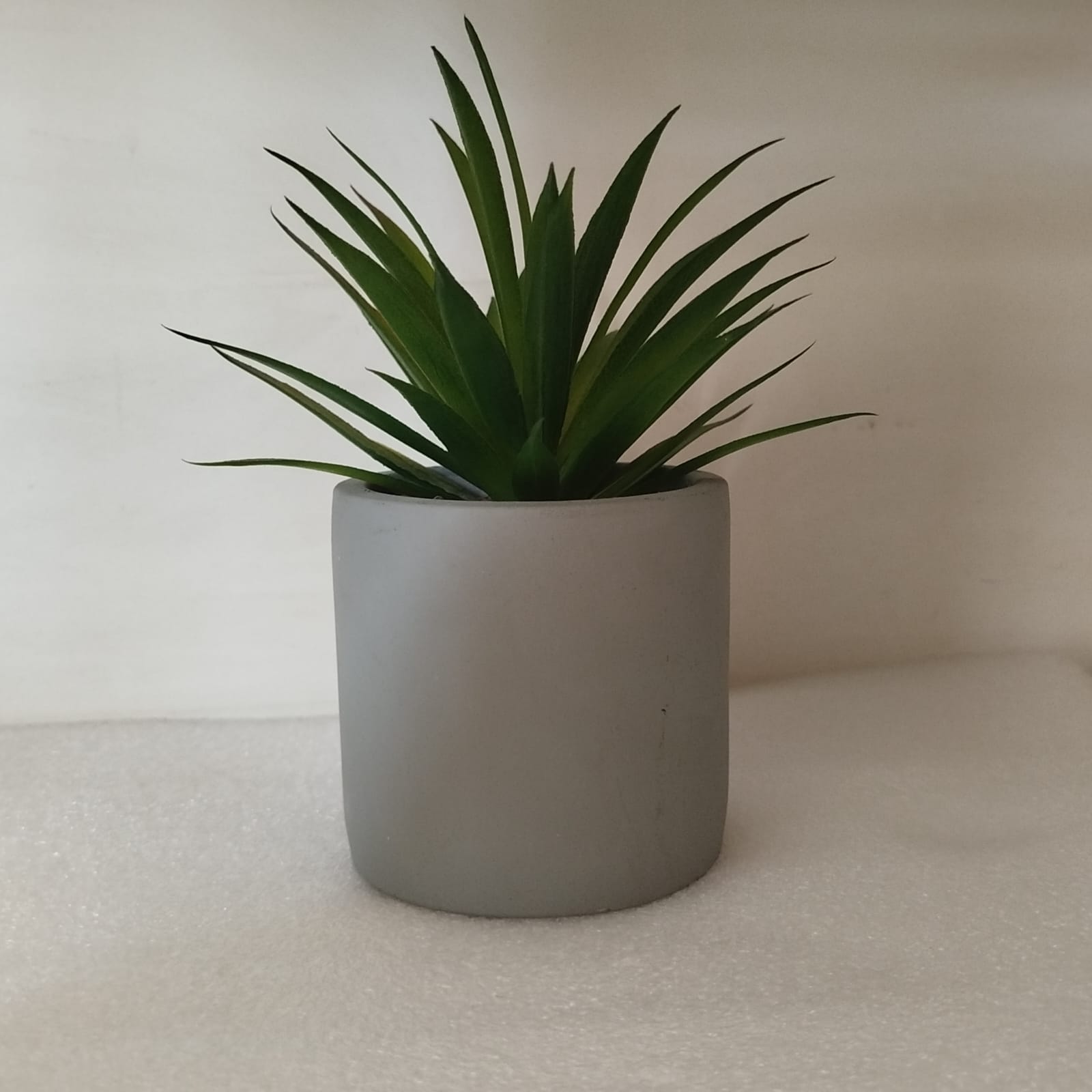 Faux Spiky Succulent in Gray Cement Planter
