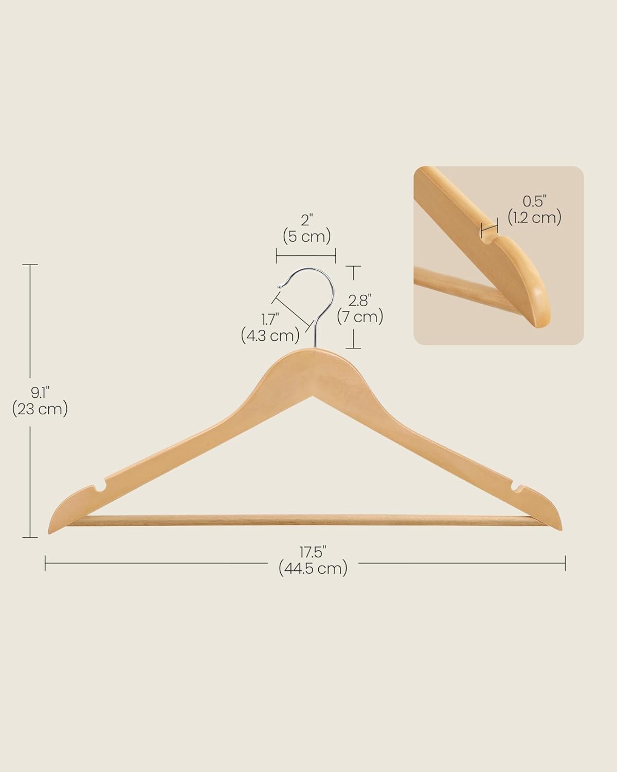 SONGMICS Wooden Hanger CRW001-20