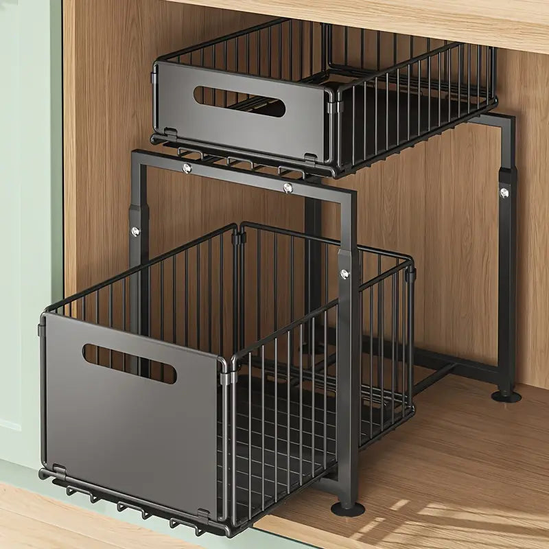 2-Tier Sliding Cabinet Organizer