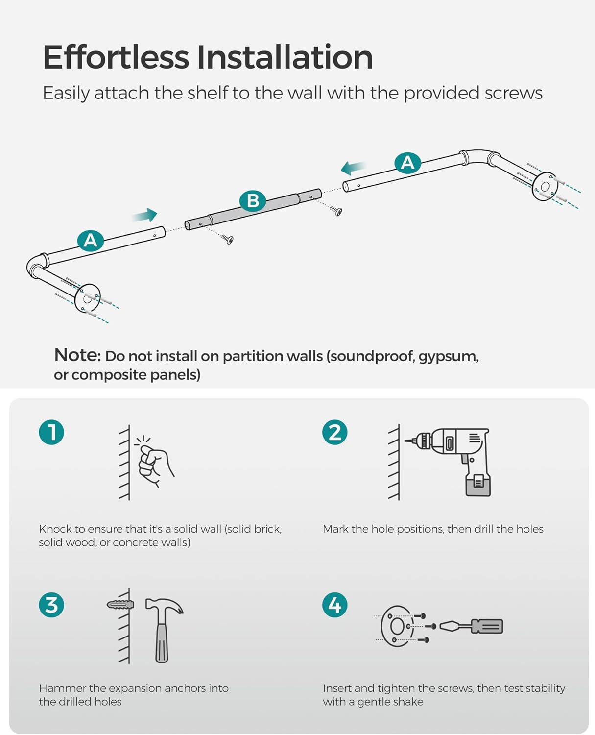 SONGMICS Wall Mounted Coat Rack HSR67BK