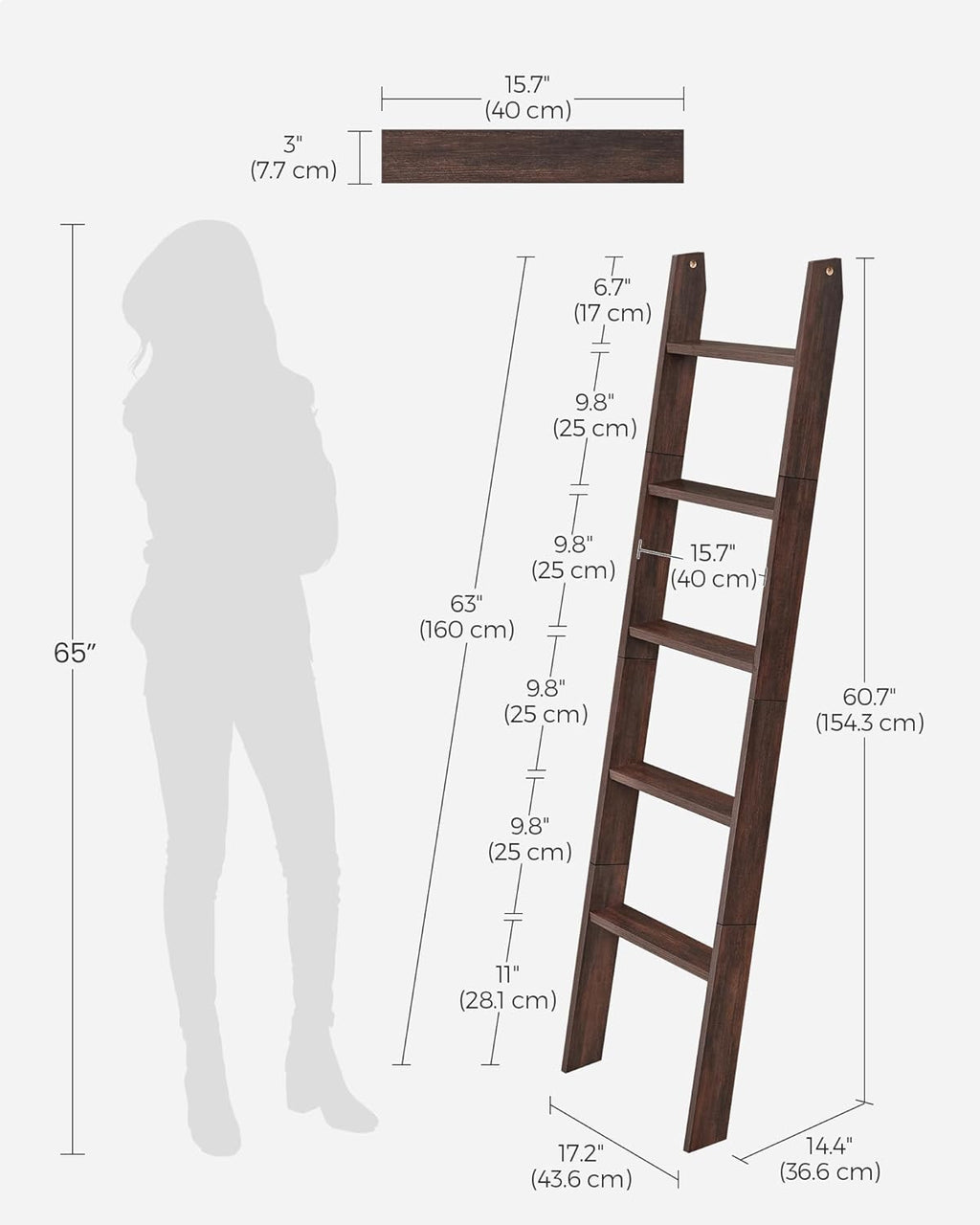 VASAGLE 5-Tier Ladder Shelf LLS018T51