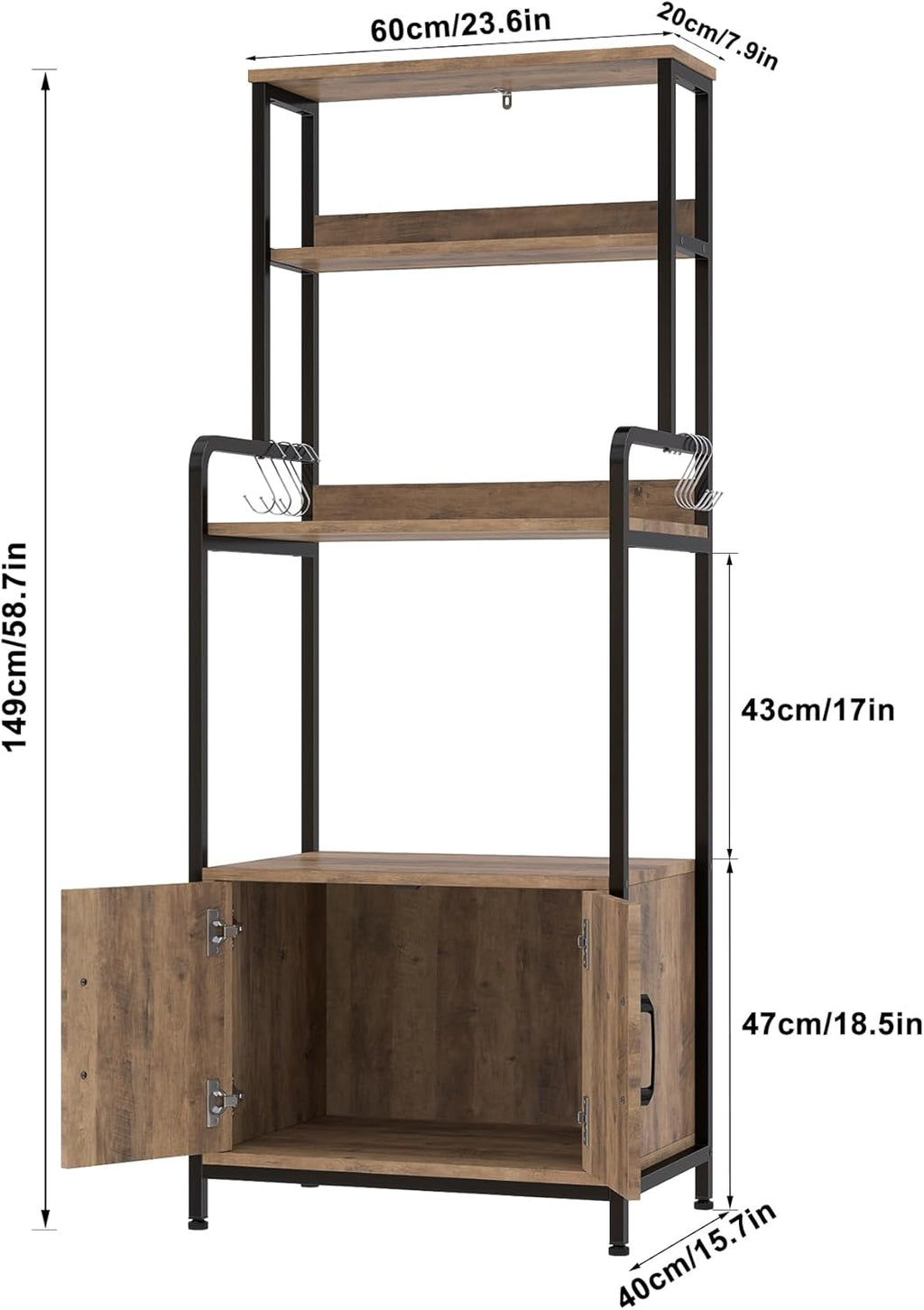 5 Tier Storage Unit with 8 Hooks