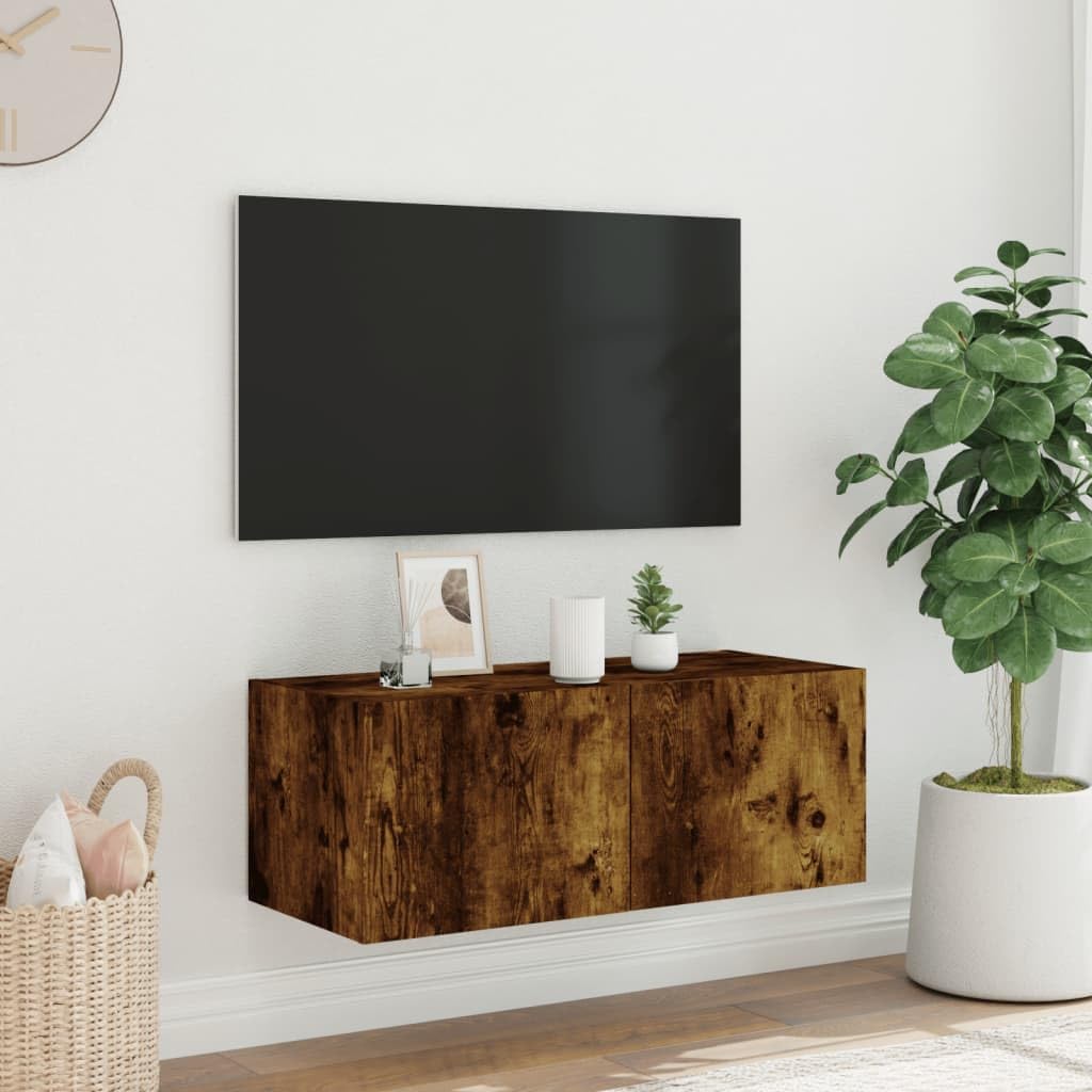 Smoked Oak TV Wall Cabinet