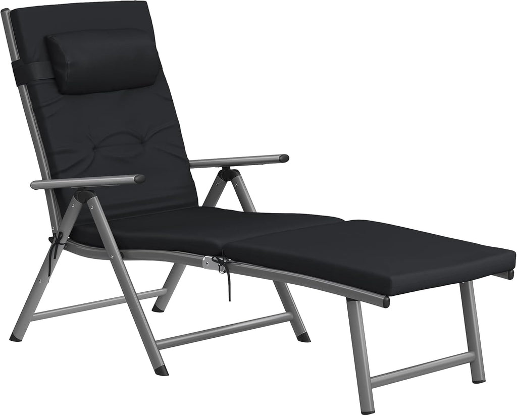 SONGMICS Sun Lounger, foldable, deck chair GCB24BK