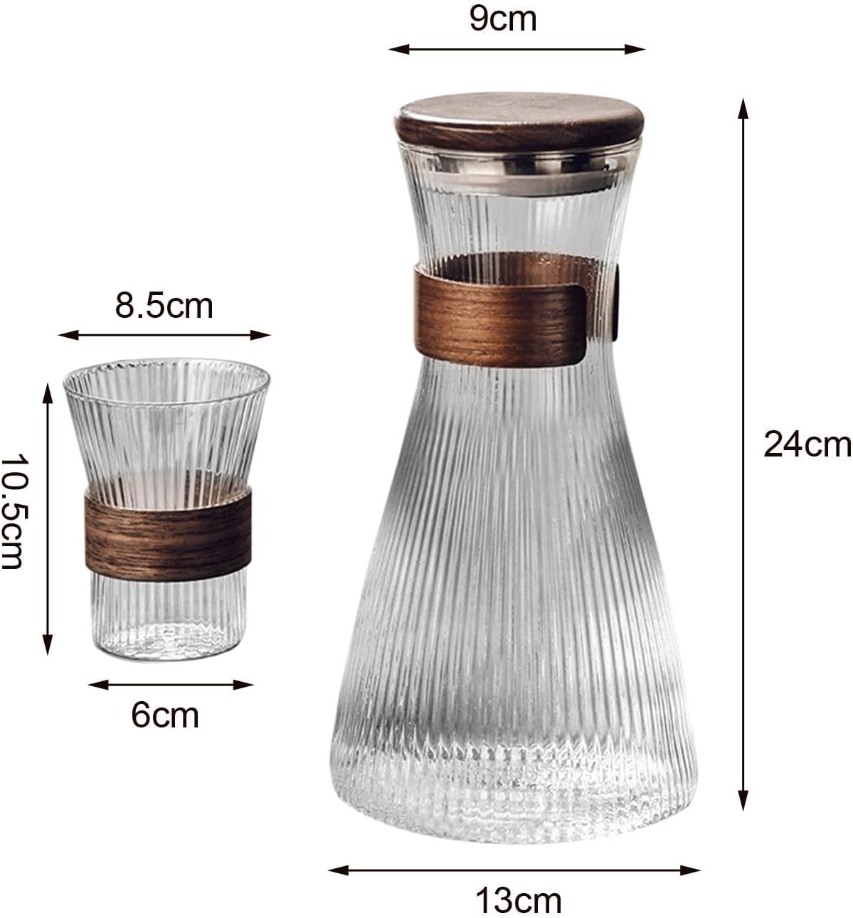 Glass Carafe Set and 6 Cups