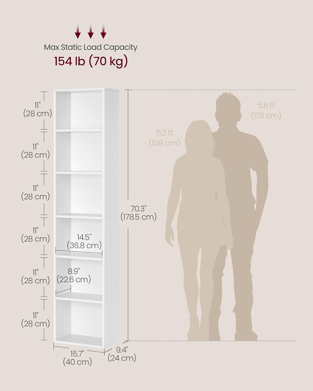 VASAGLE Bookcase LBC167T14