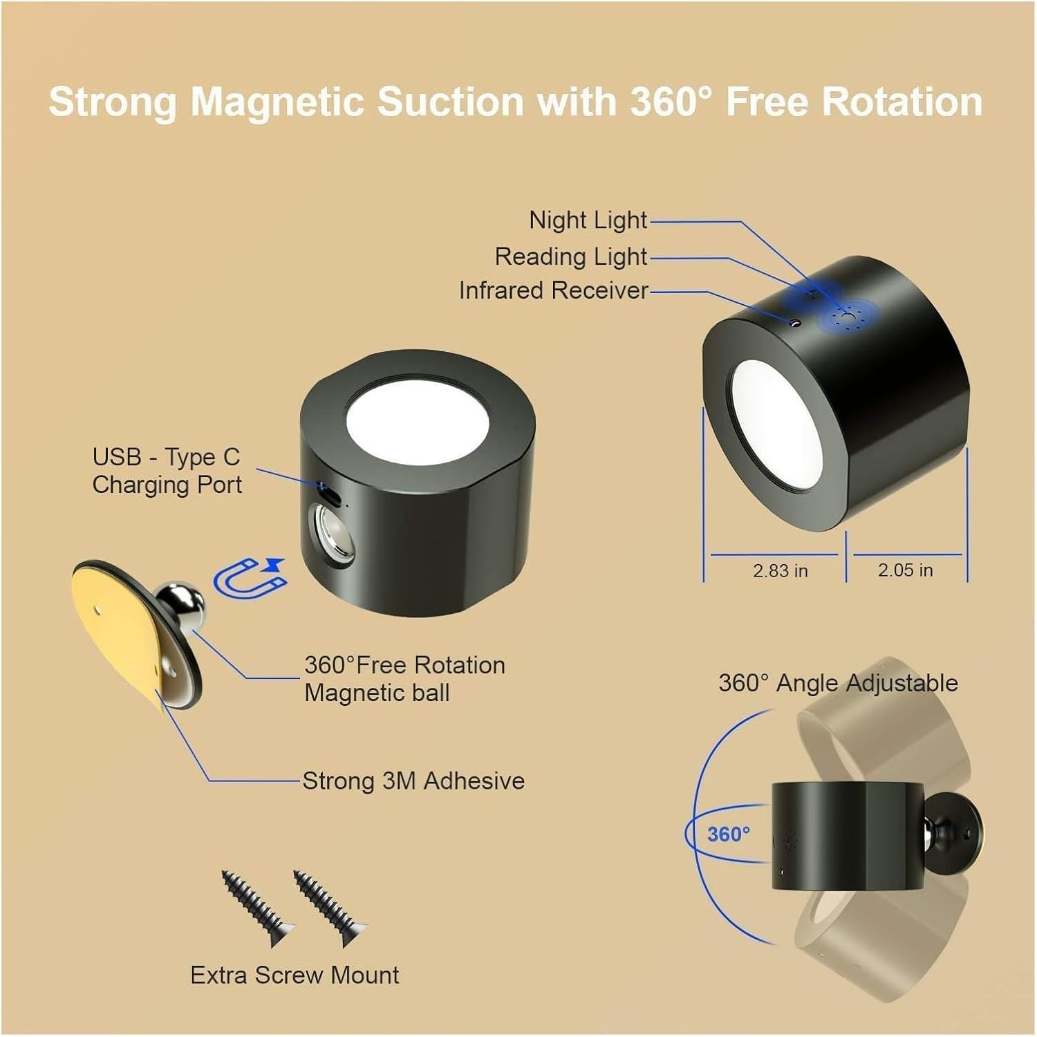 Touch & Remote Control Indoor Wireless Rechargeable Wall Lamp