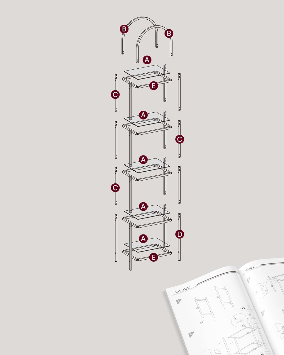 VASAGLE 5-Tier Shelf LGT501G01