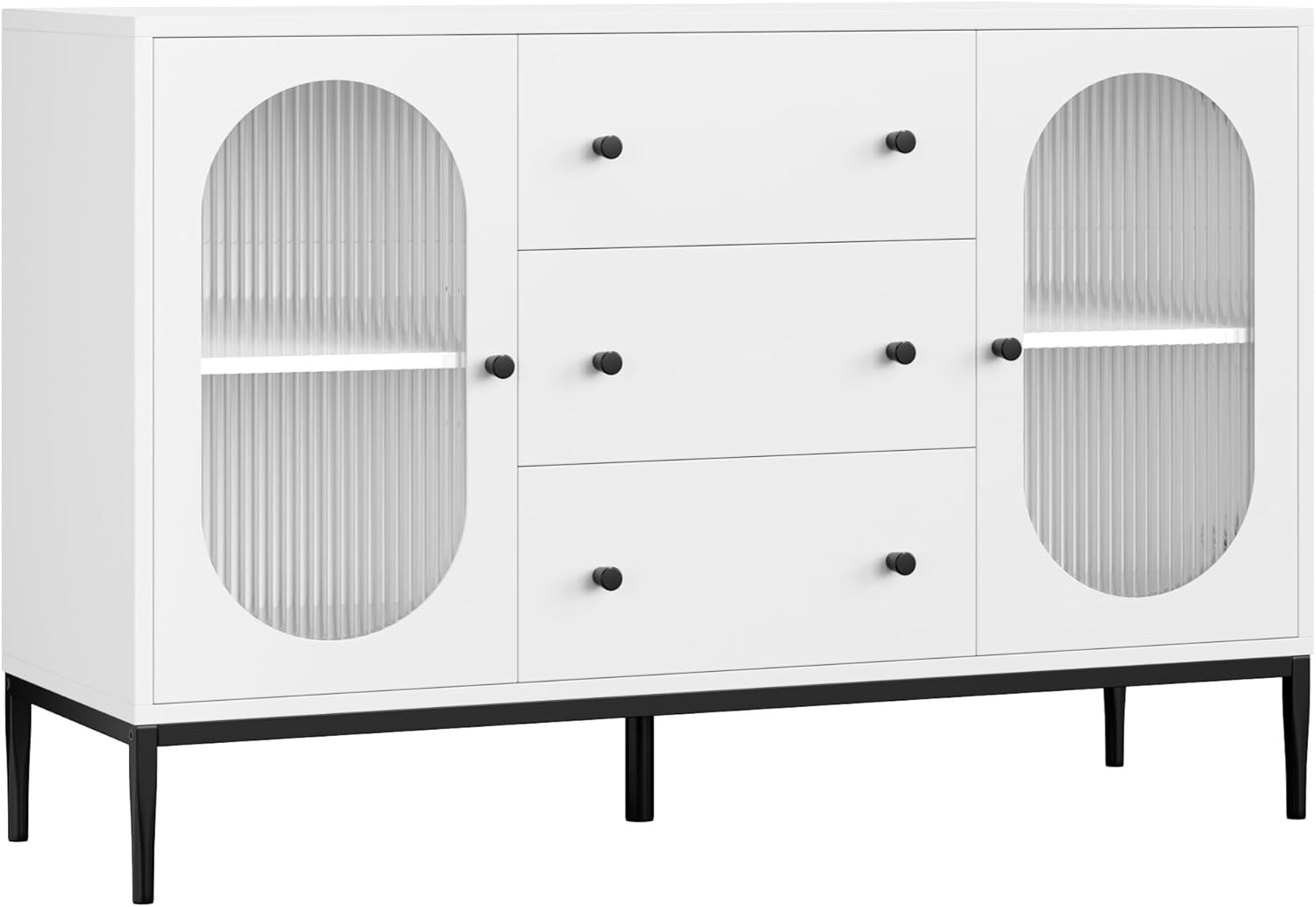 Wide Sideboard with 2 Glass Doors