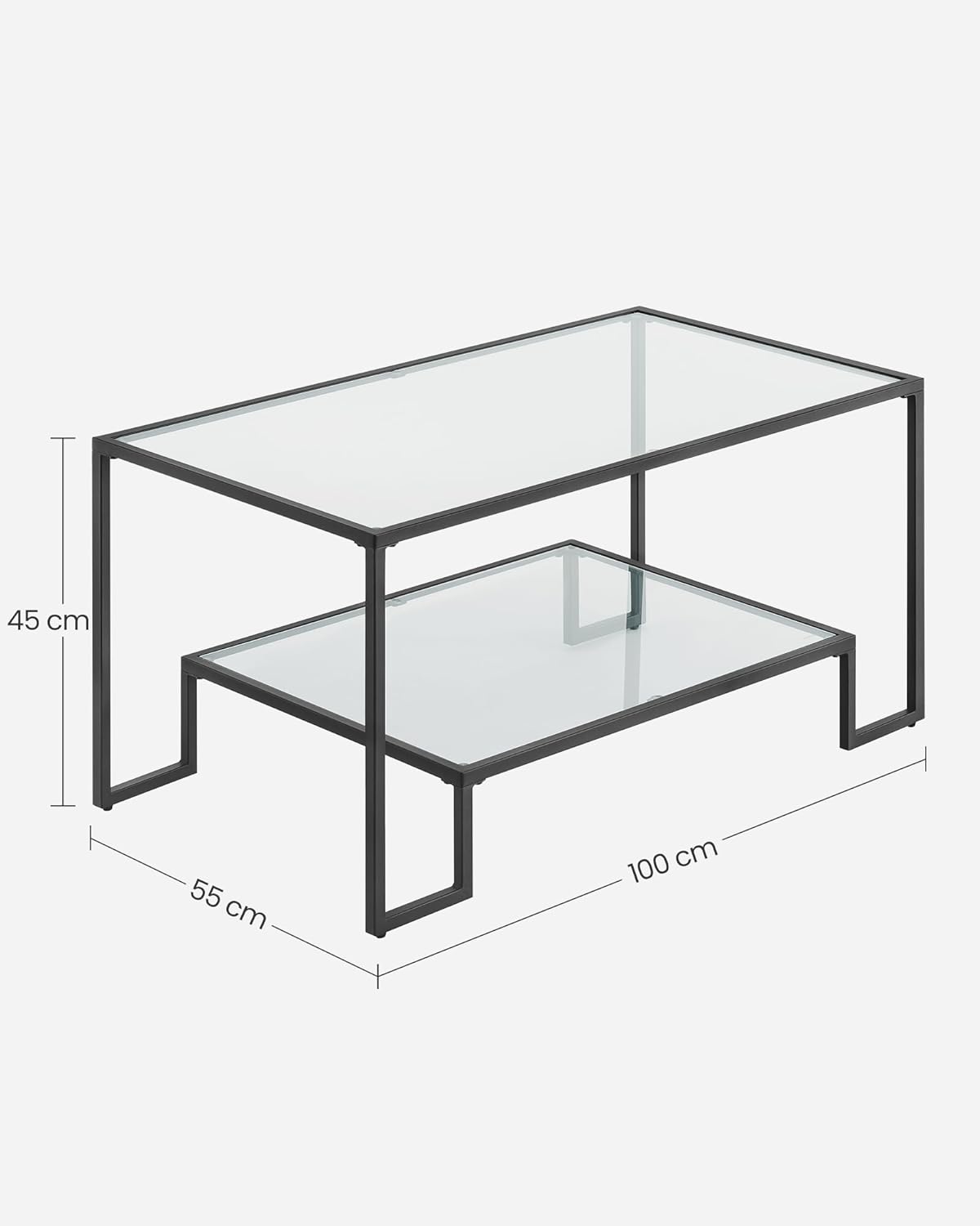 VASAGLE Glass Coffee Table LGT033B61