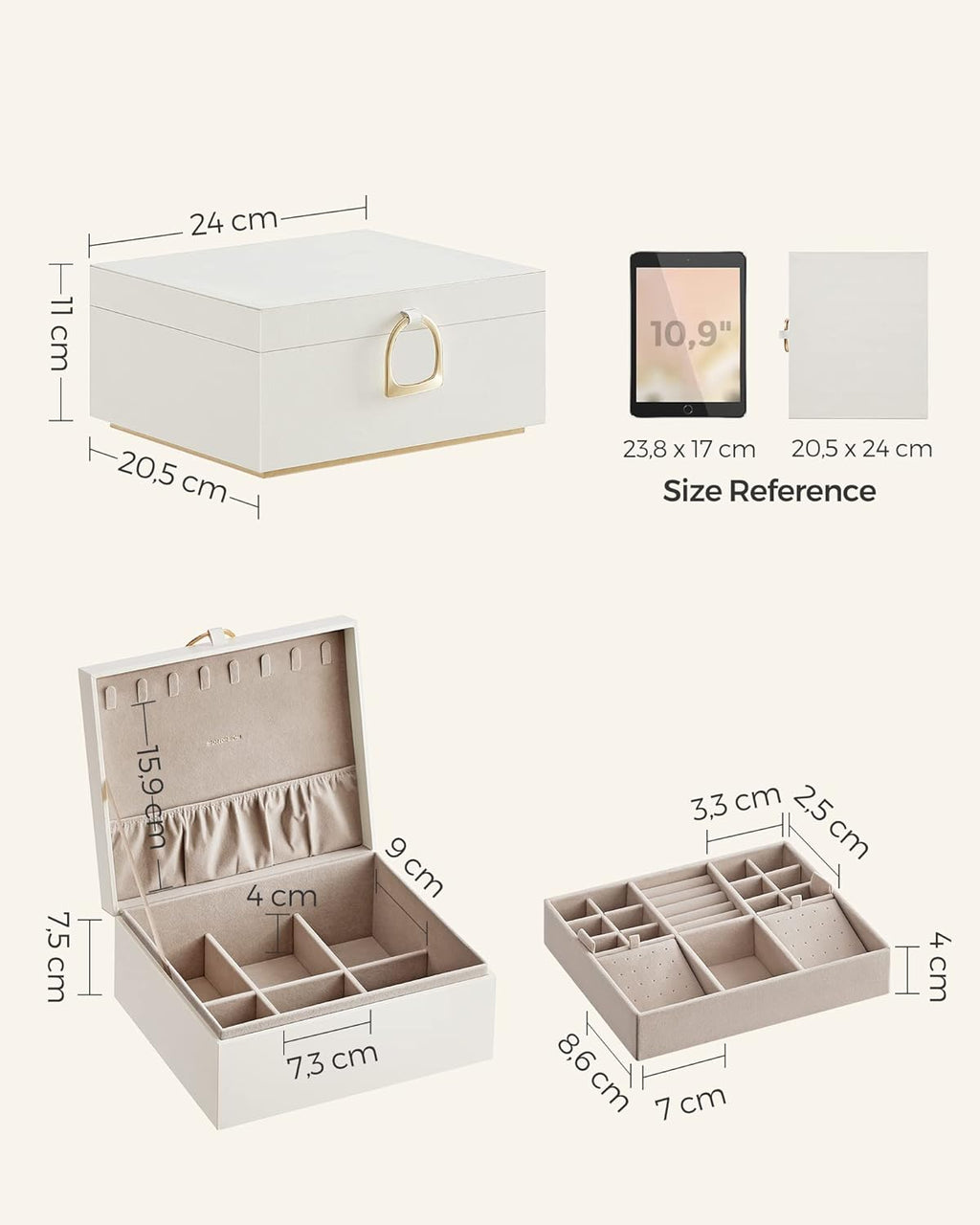SONGMICS Jewellery Box JBC165w01