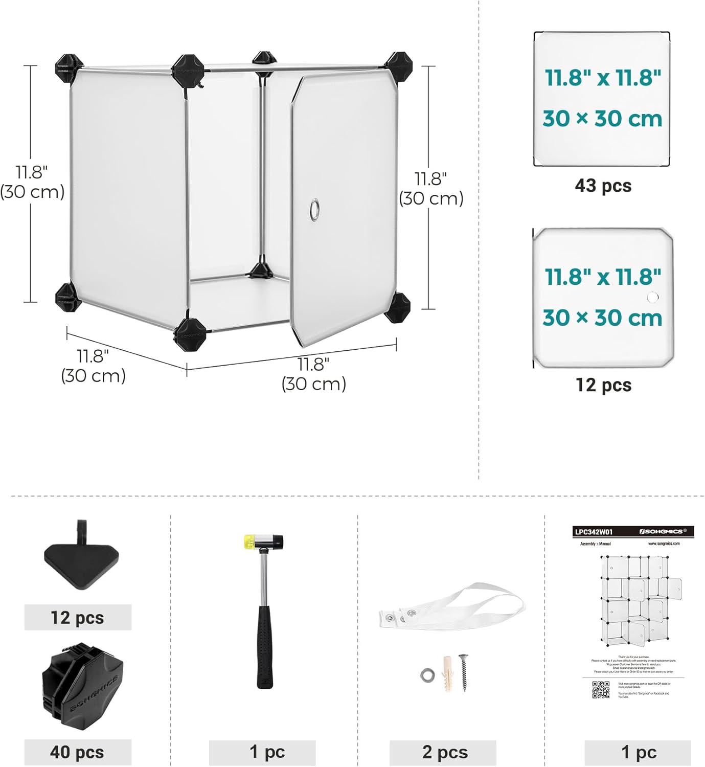 SONGMICS 12-Cube Shoe Rack LPC342W01