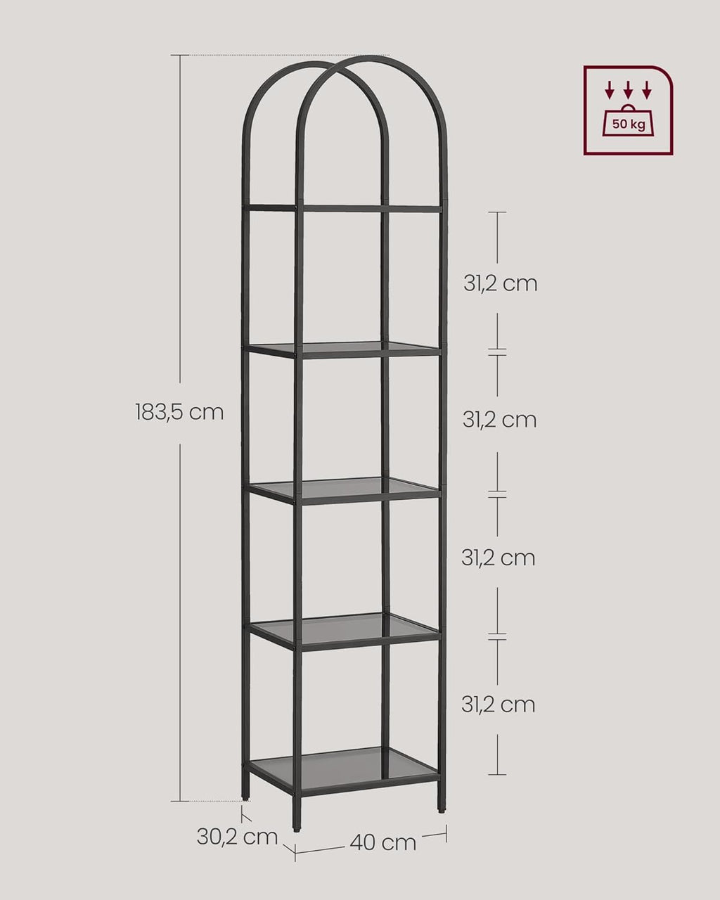 VASAGLE 5-Tier Shelf LGT501G01