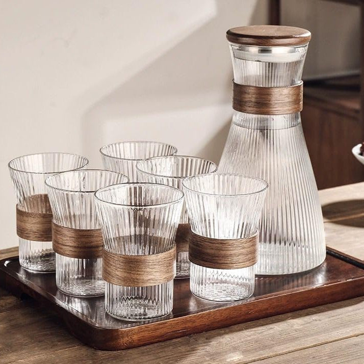Glass Carafe Set and 6 Cups