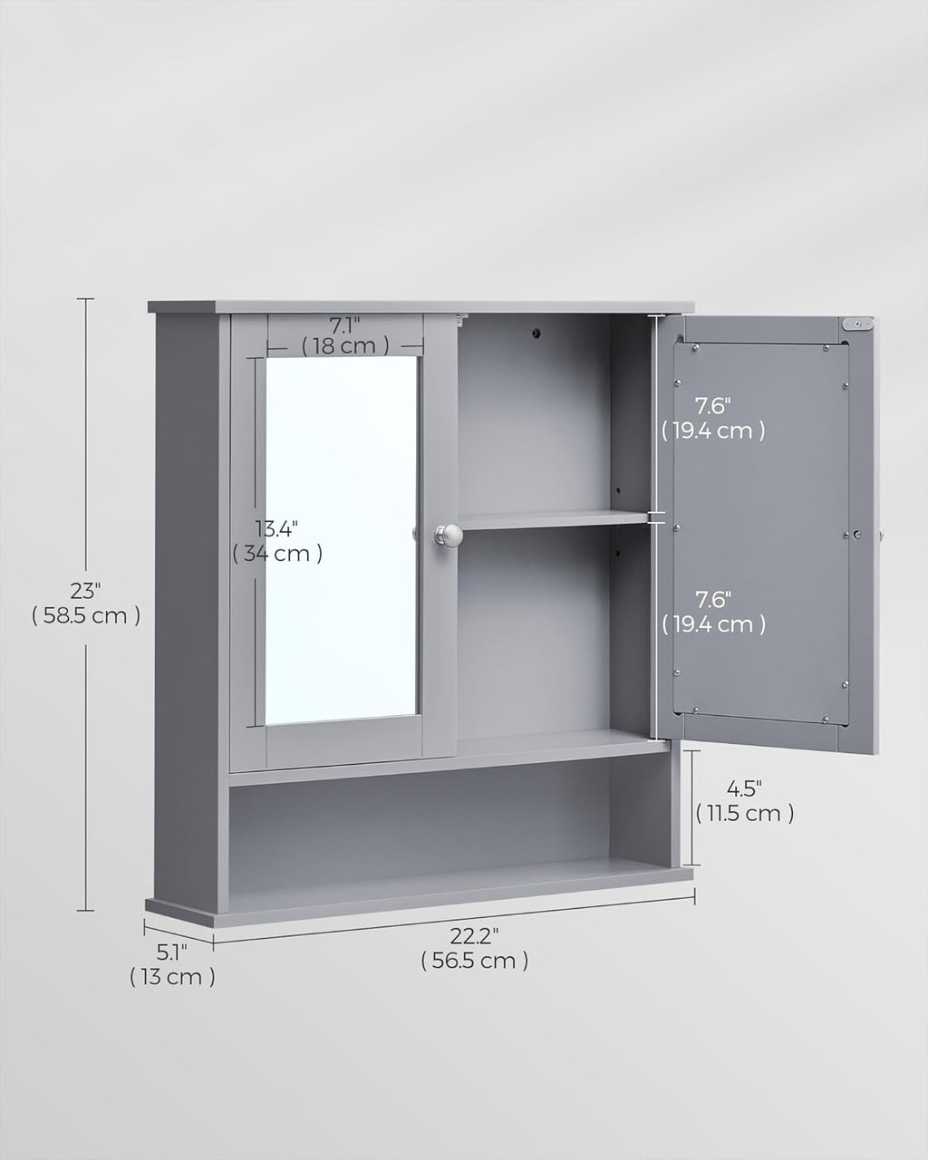 VASAGLE Bathroom Cabinet with Mirror LHC002G02