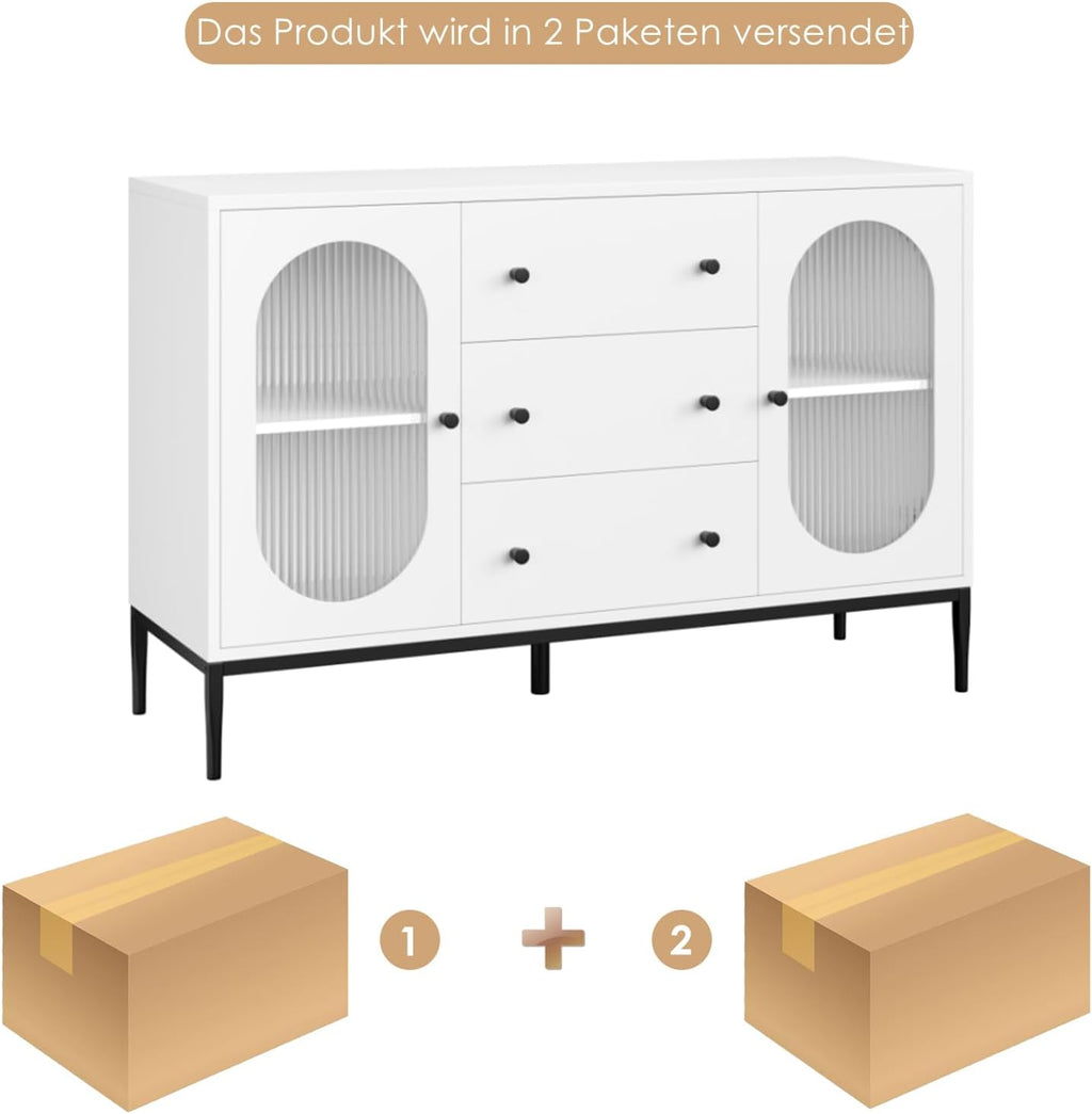 Wide Sideboard with 2 Glass Doors