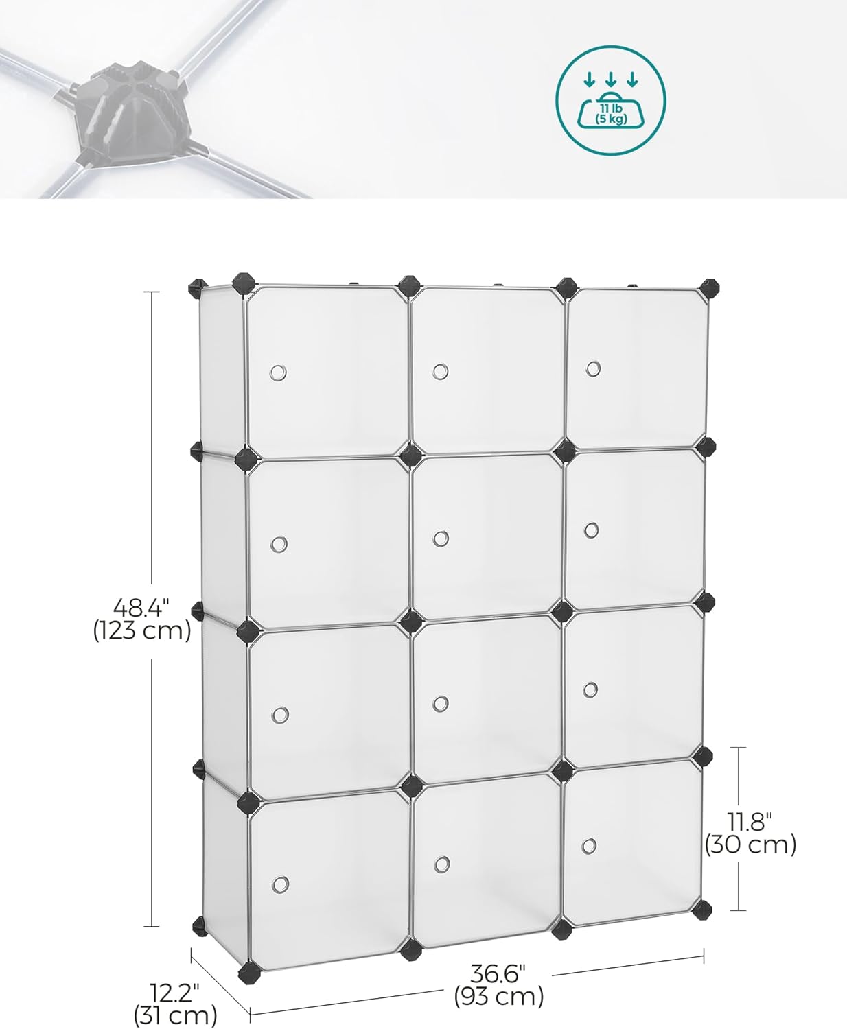 SONGMICS 12-Cube Shoe Rack LPC342W01