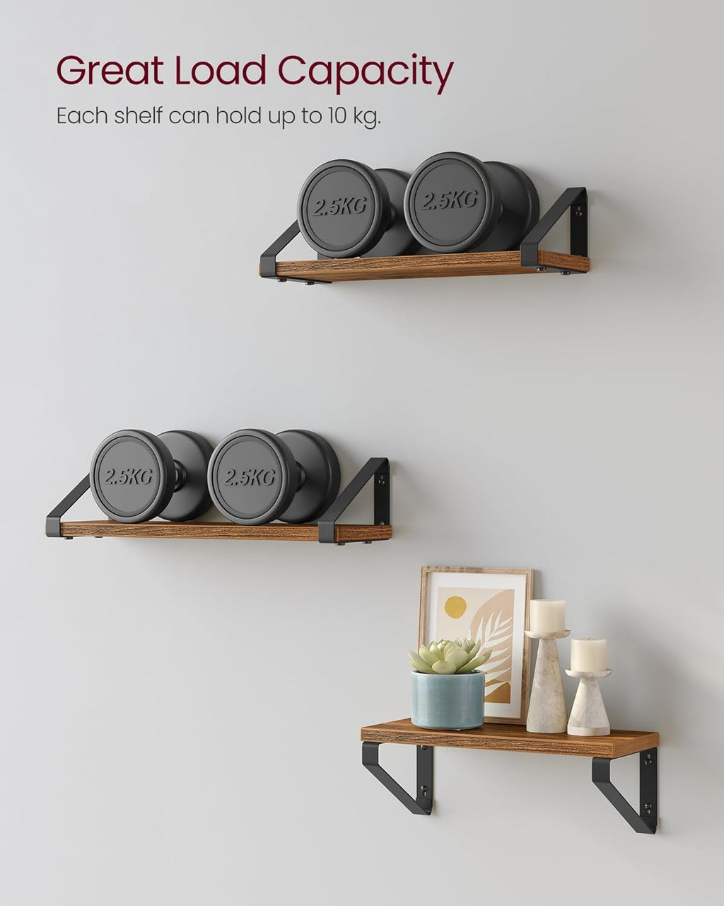 VASAGLE Set of 3 Wall Shelf LWS33BX