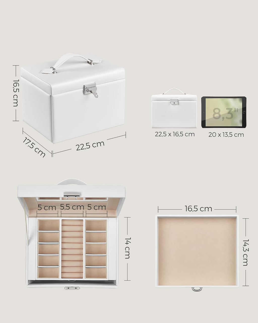 SONGMICS Jewellery Box JBC159W01