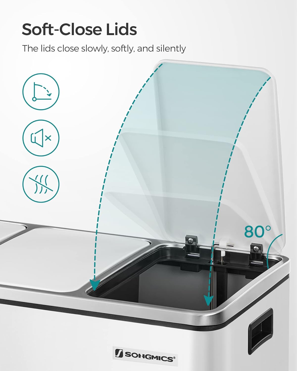 SONGMICS Kitchen Bin LTB54WT
