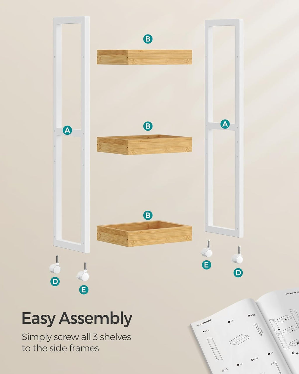 SONGMICS Small Shelf Storage Unit BCB083N02