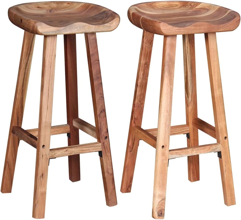 Set of 2 Wood Bar Stool