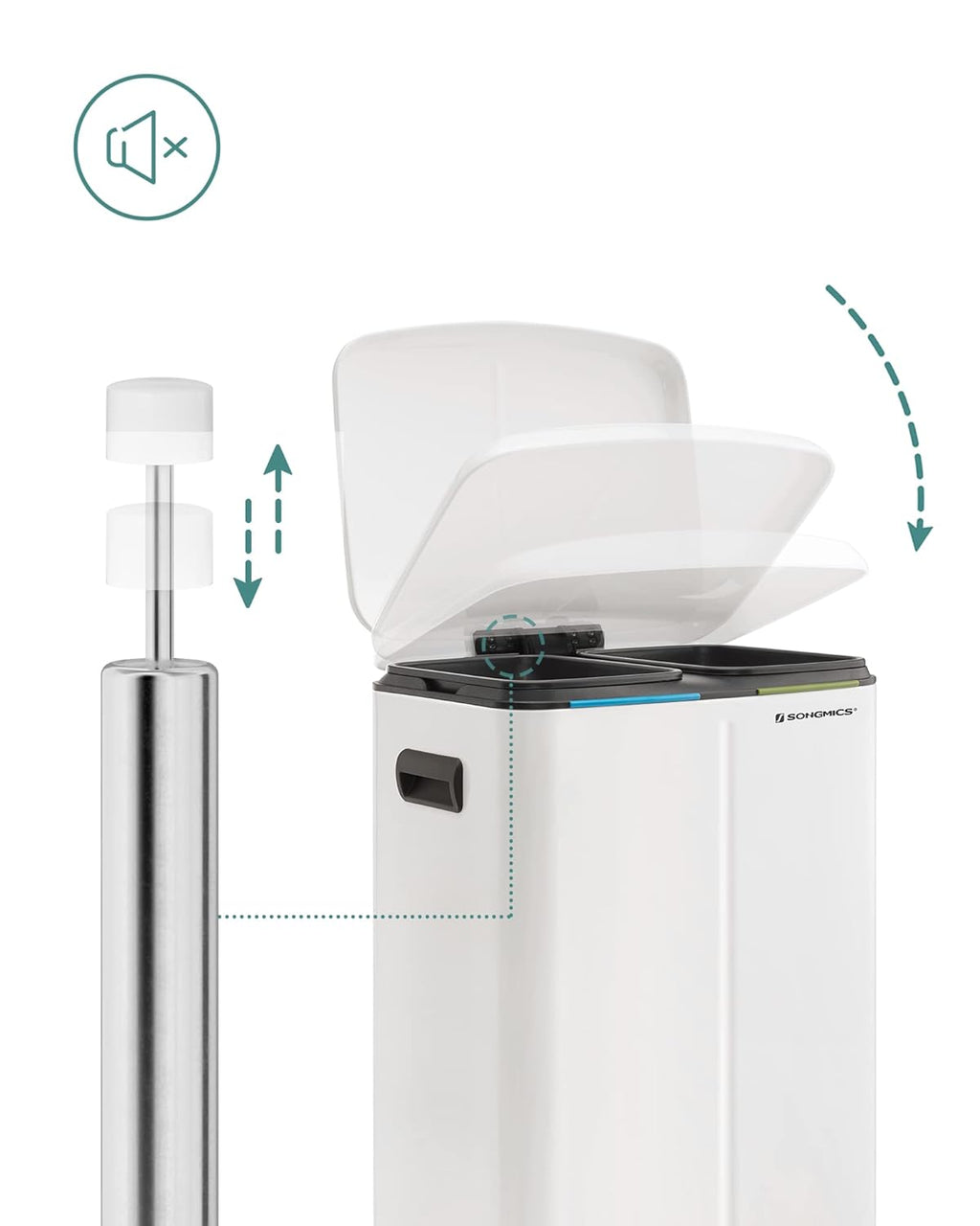 SONGMICS Pedal Bin LTB40WT