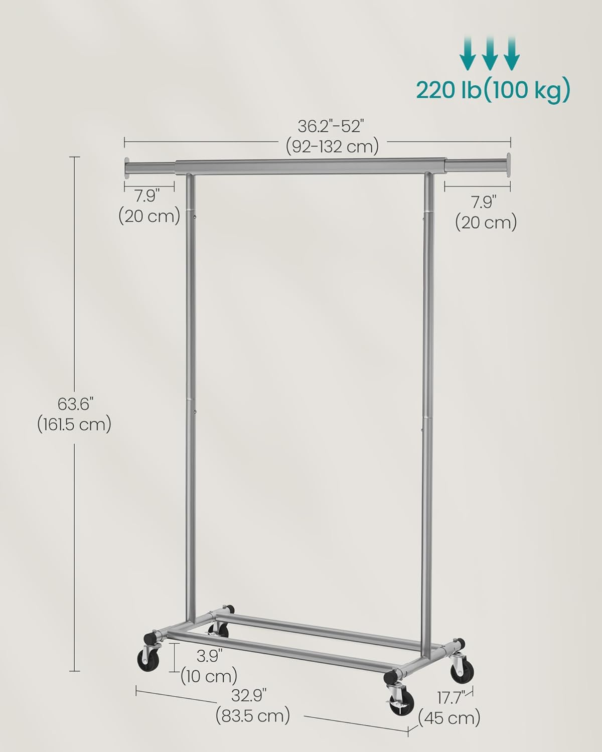 SONGMICS Clothes Rack on Wheels HSR013G01