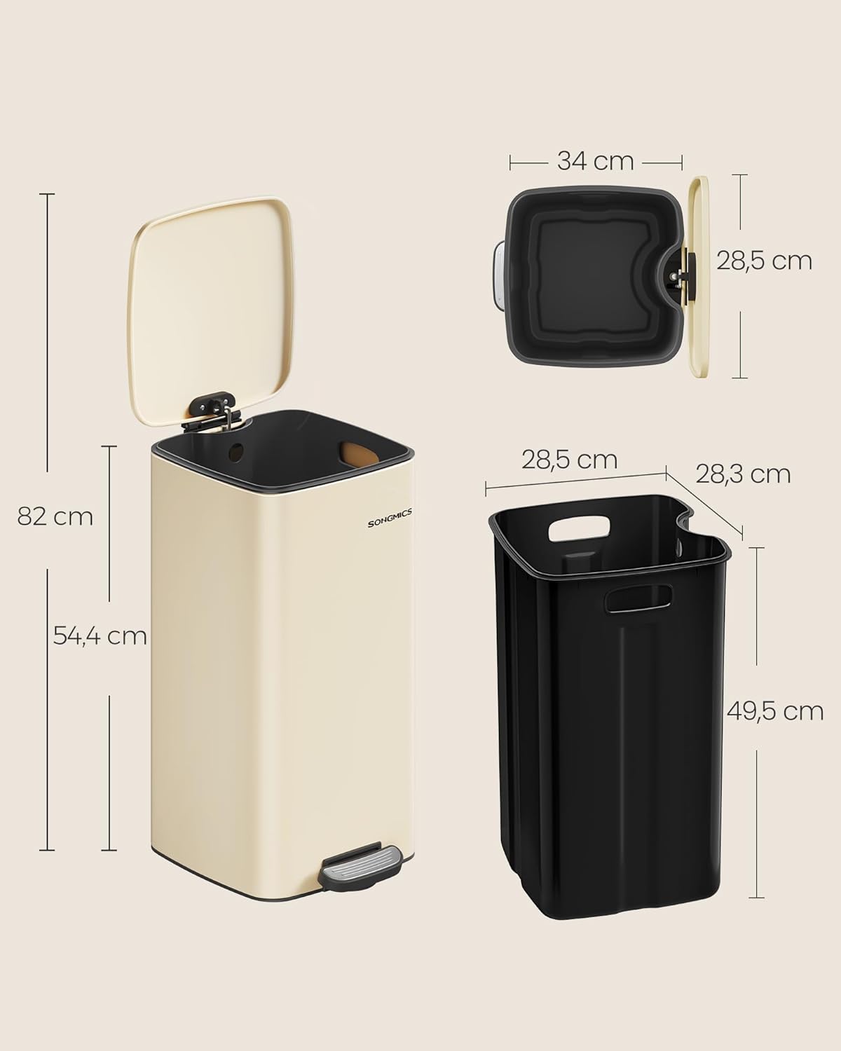 SONGMICS Kitchen Trash Can LTB593A02