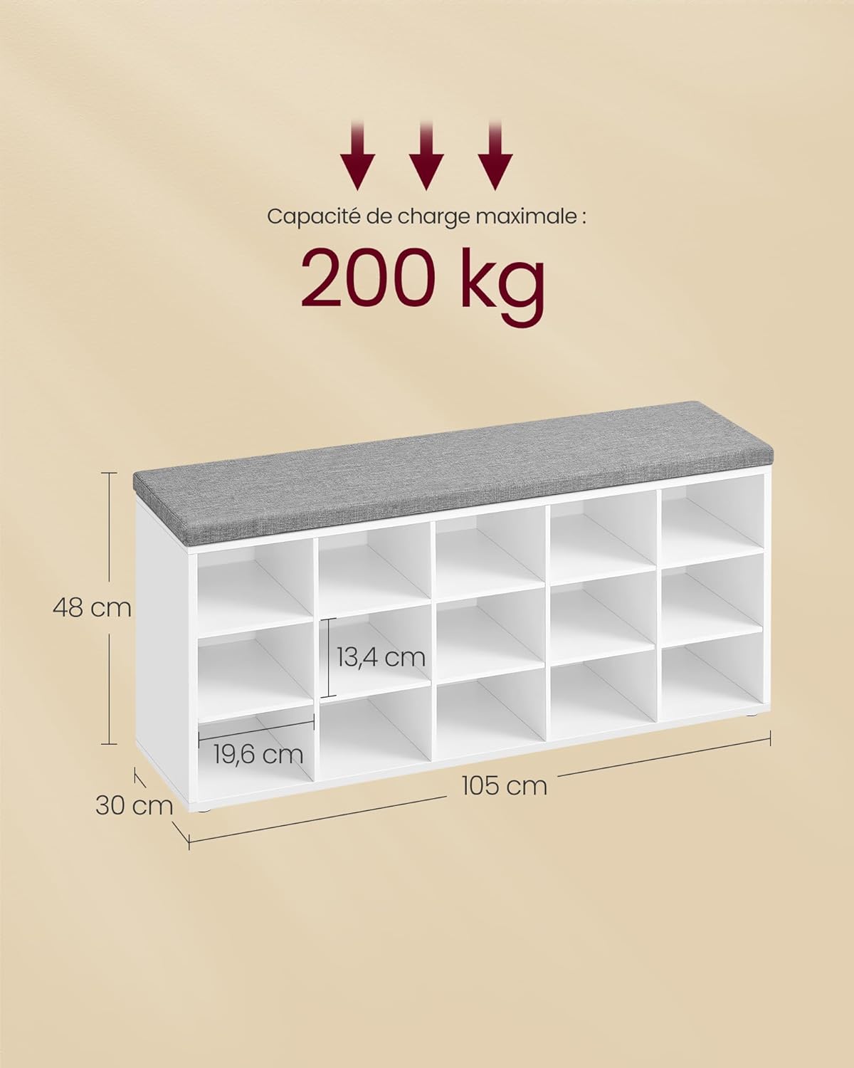 VASAGLE Shoe Bench LHS15WT
