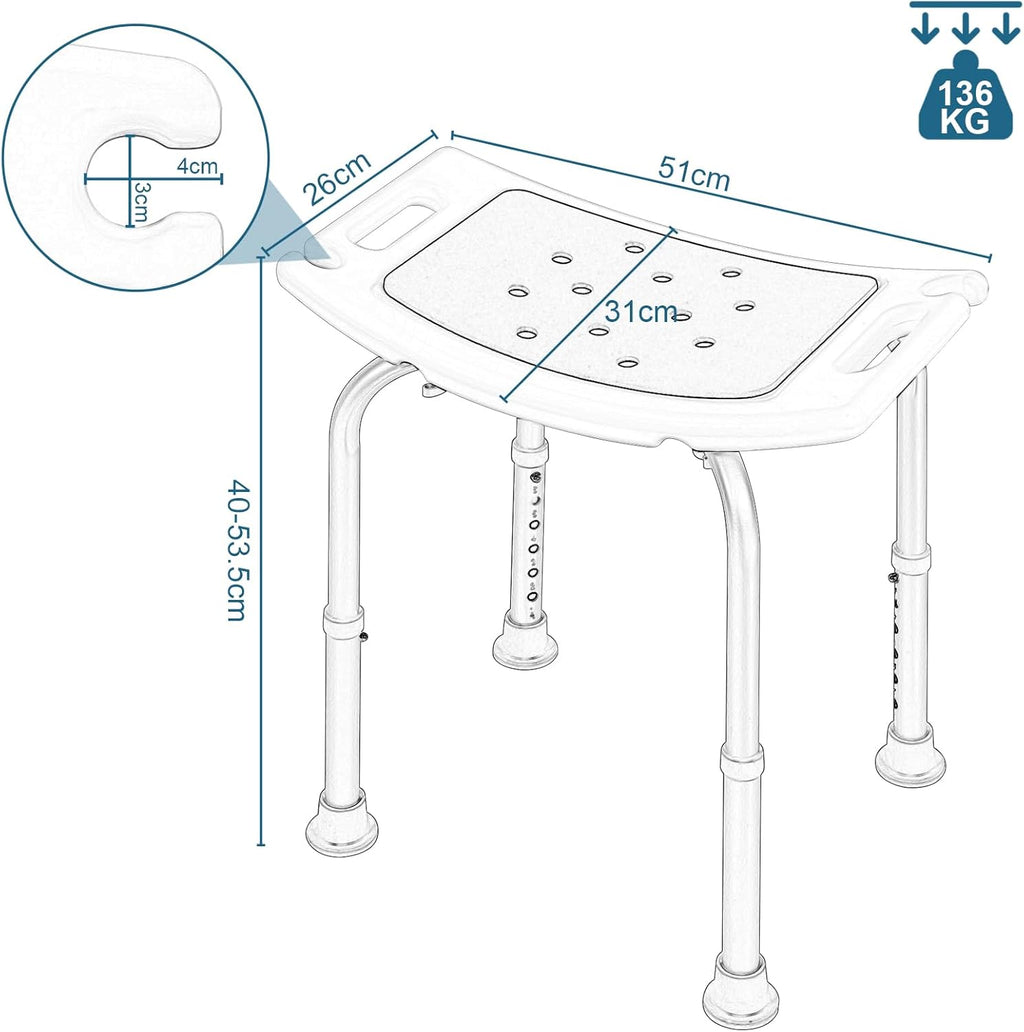 EUGAD Adjustable Shower Stool