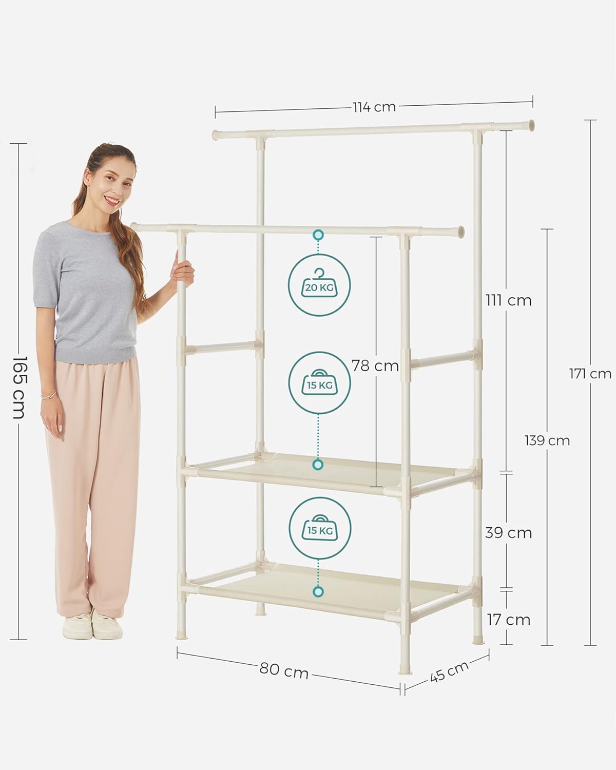 SONGMICS Clothes Rail RDR02WT