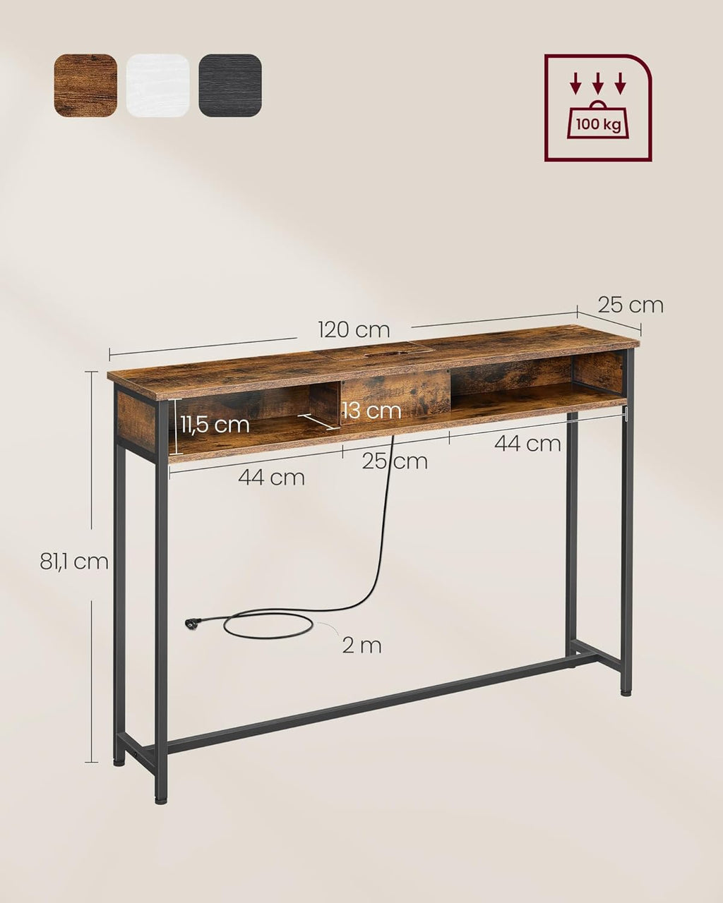VASAGLE Console Table with Sockets LNT111K01