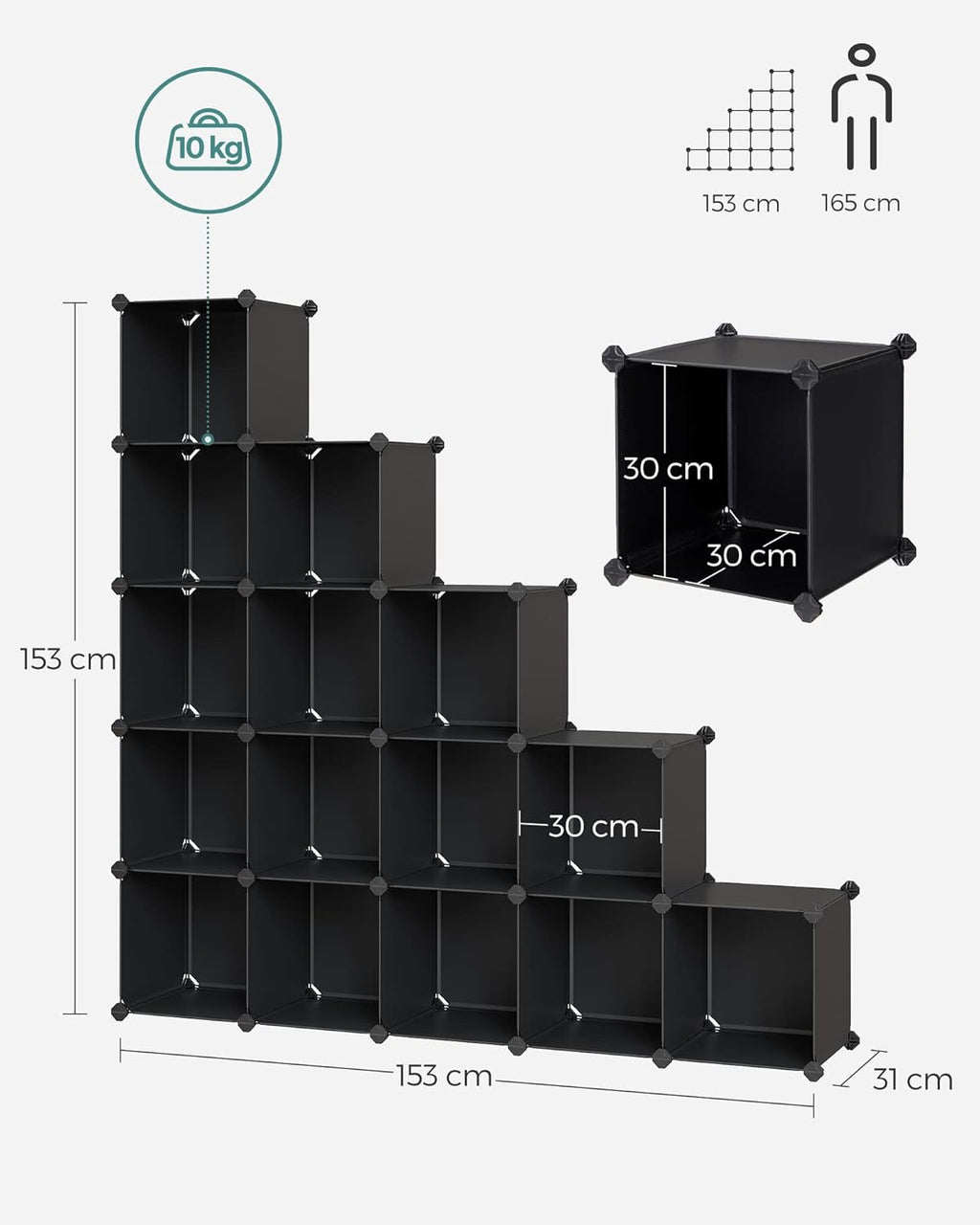 SONGMICS 16-Cube Storage Unit LPC44BK
