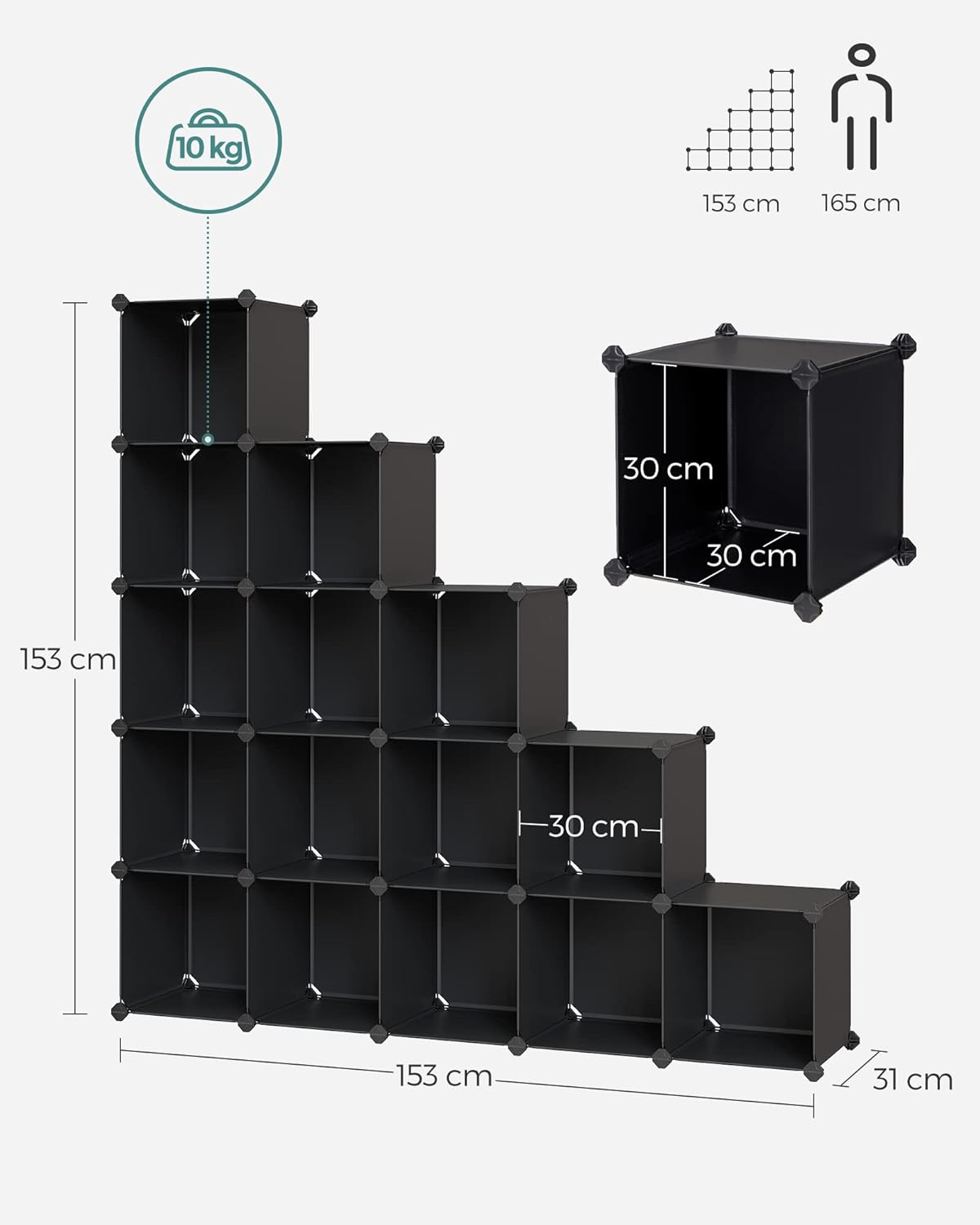 SONGMICS 16-Cube Storage Unit LPC44BK