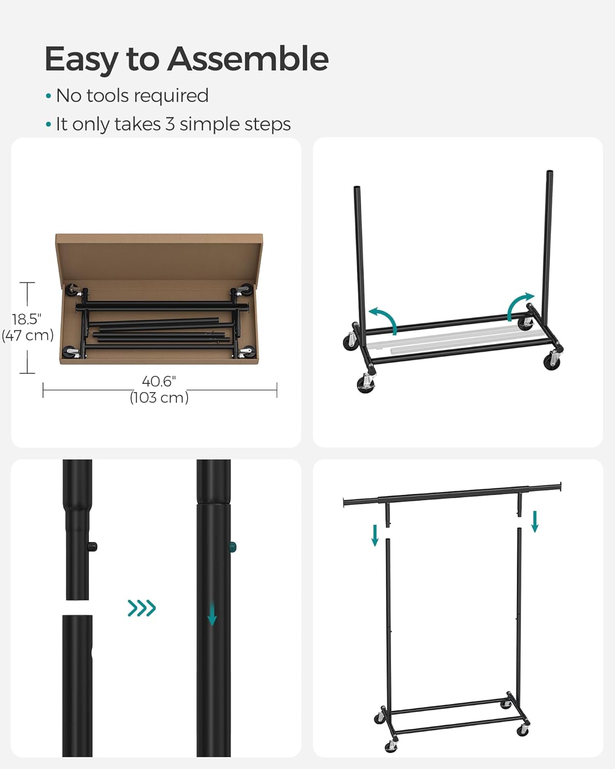 SONGMICS Clothes Rack on Wheels HSR013BKV1