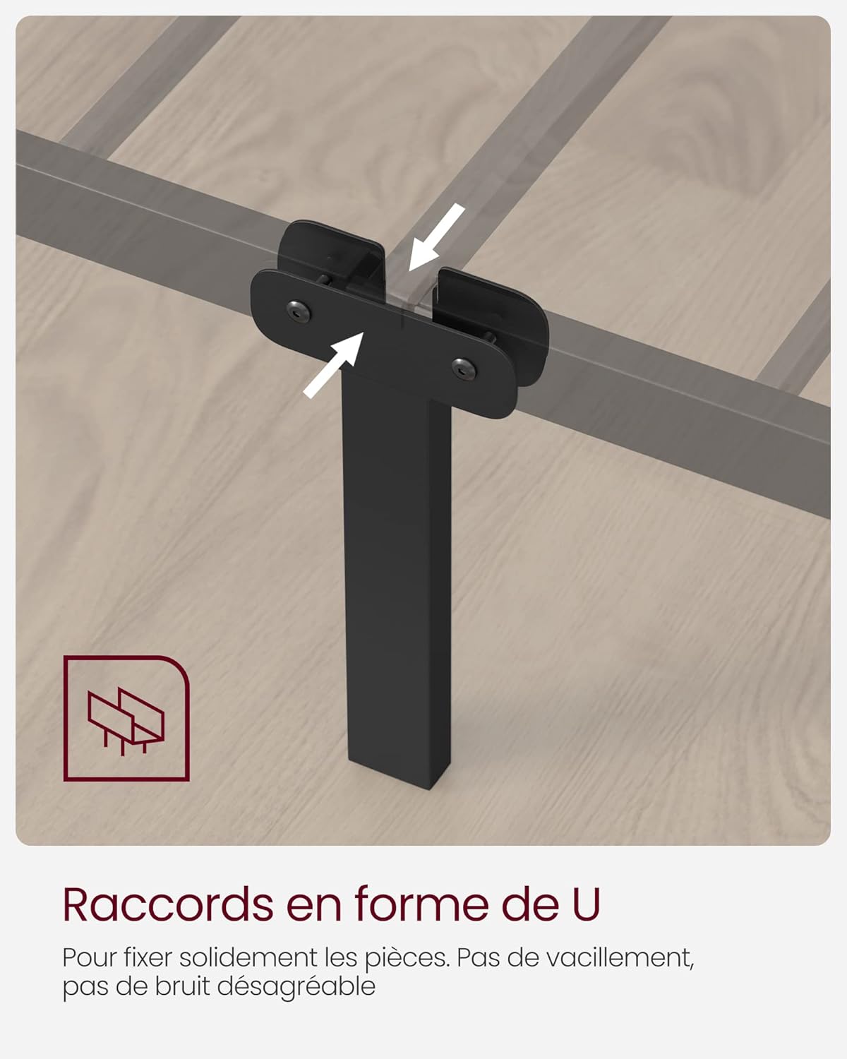 VASAGLE Bed with Metal Base RMB063B01