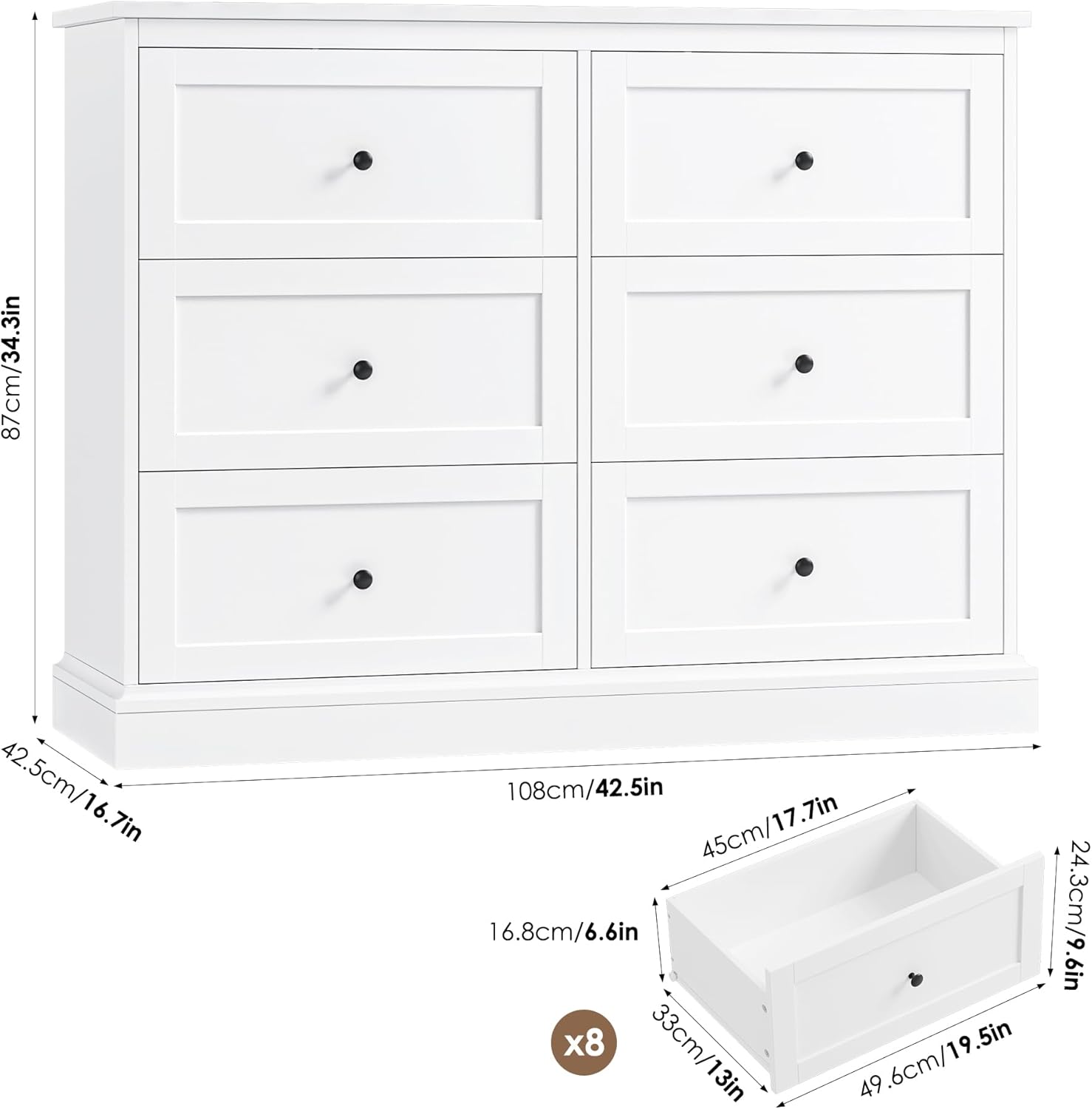 Modern Double Chest with Deep Drawers