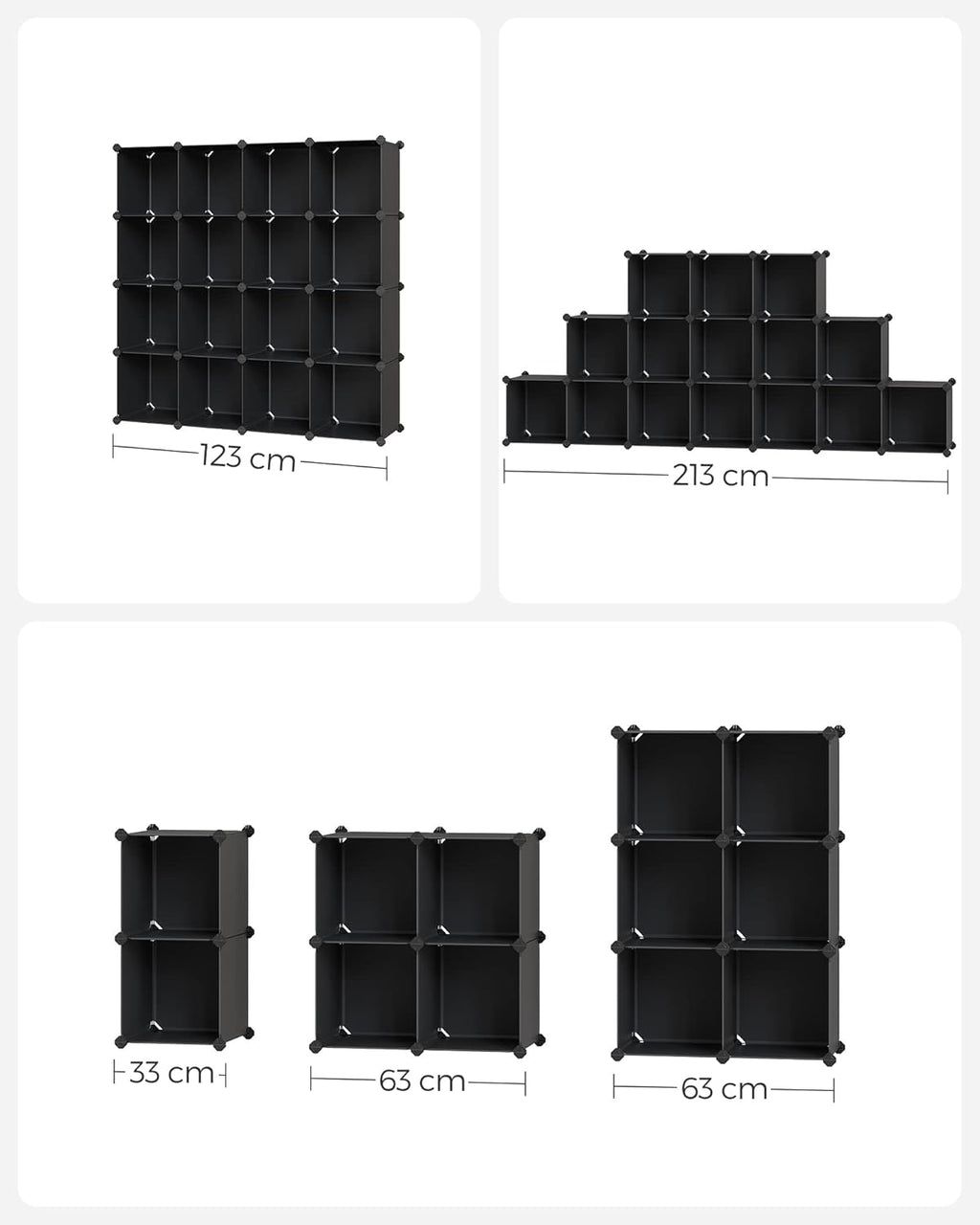 SONGMICS 16-Cube Storage Unit LPC44BK