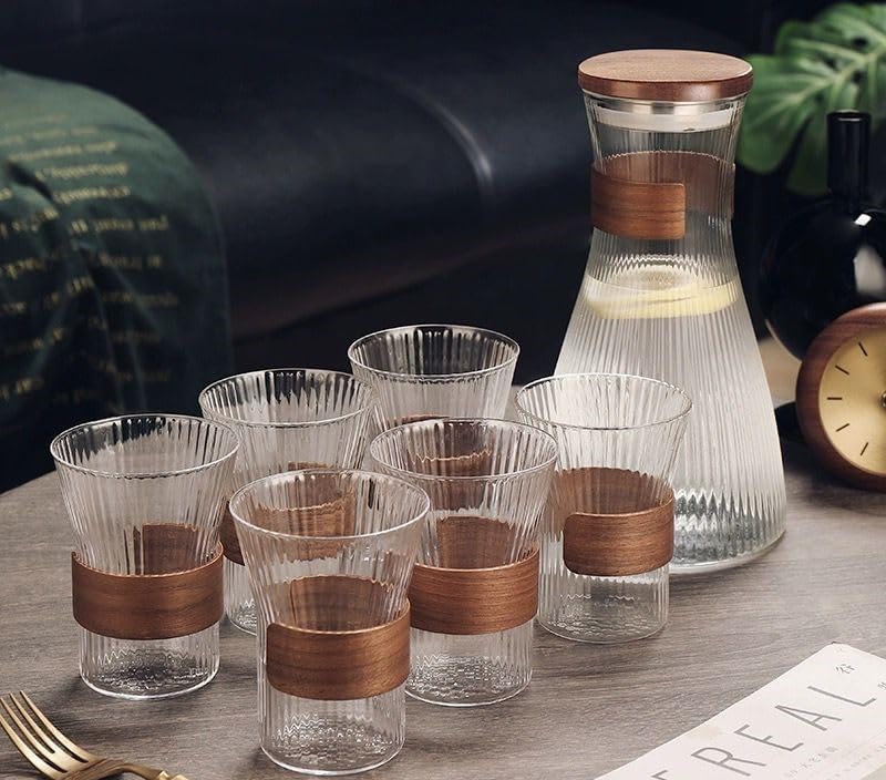 Glass Carafe Set and 6 Cups