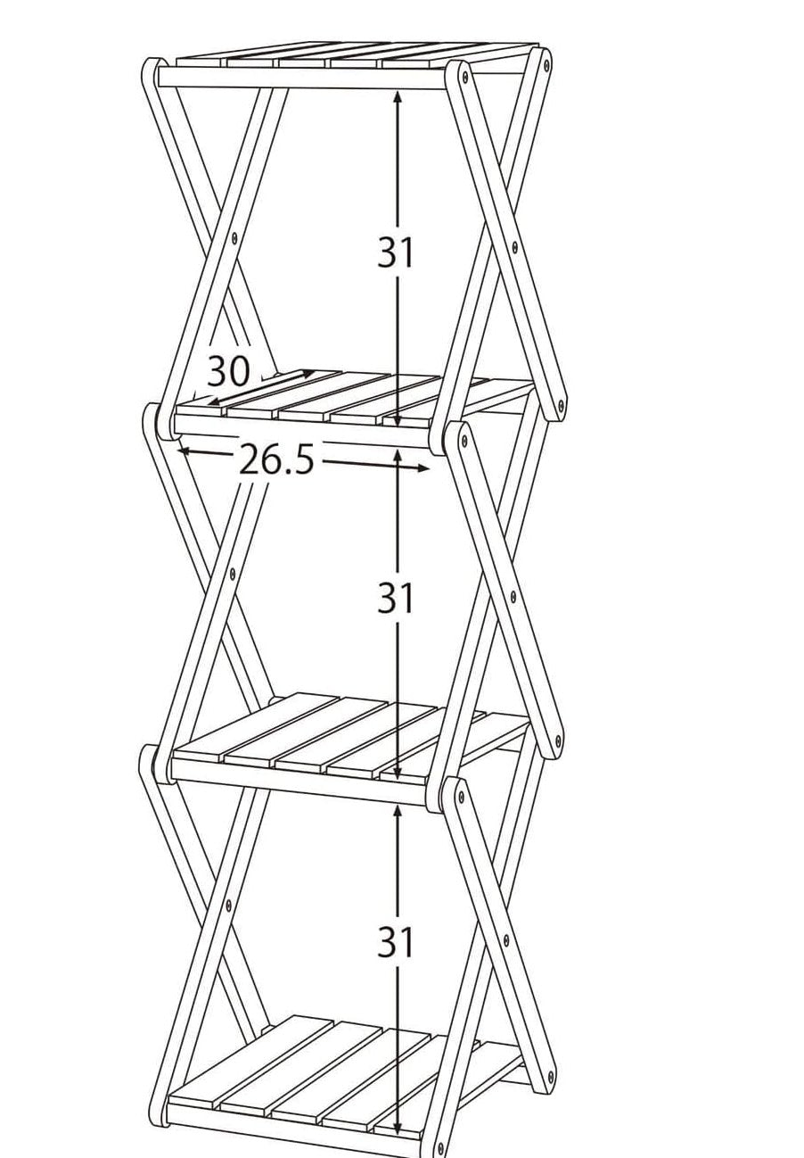 4-Tier Bamboo Folding Shelf